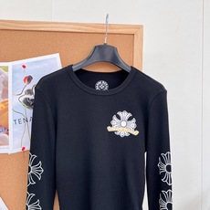 🆕Chrome Hearts克罗心26早秋十字花卉华夫格修身长袖打底,美式辣妹本命打底🖤克罗心十字花卉修身华夫格长袖,早 🆕Chrome Hearts克罗心26早秋十字花卉华夫格修身长袖打底,美式辣妹本命打底🖤克罗心十字花卉修身华夫格长袖,早