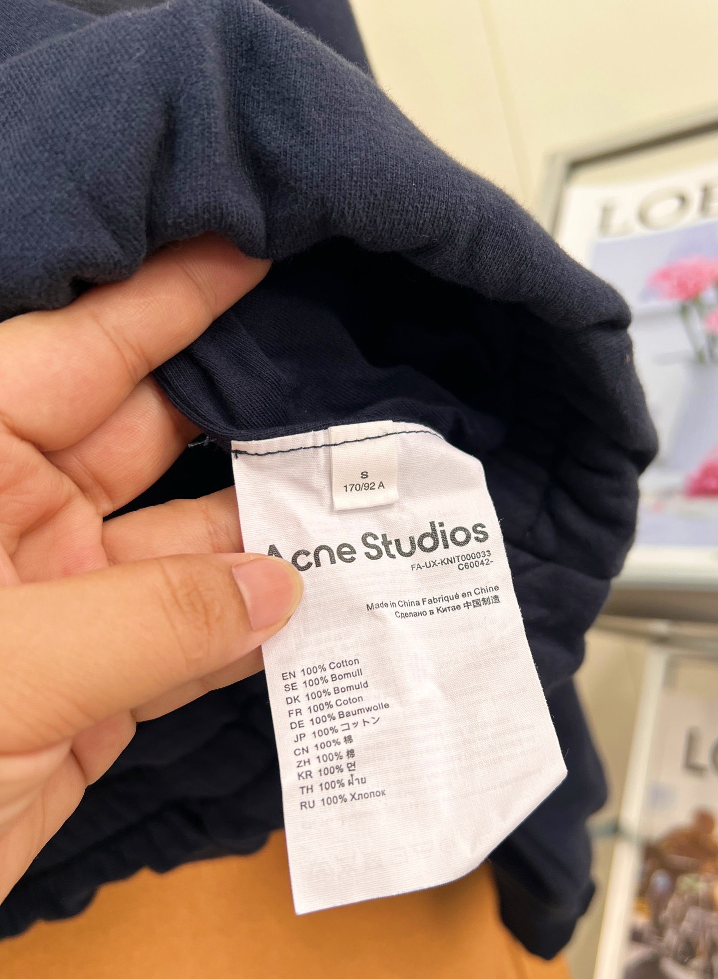 🆕Acne Studios半拉链短款卫衣，做旧海军蓝半拉链短卫衣✨松弛感老钱风拿捏 复古做旧海军蓝色调，水洗做旧的雾面质