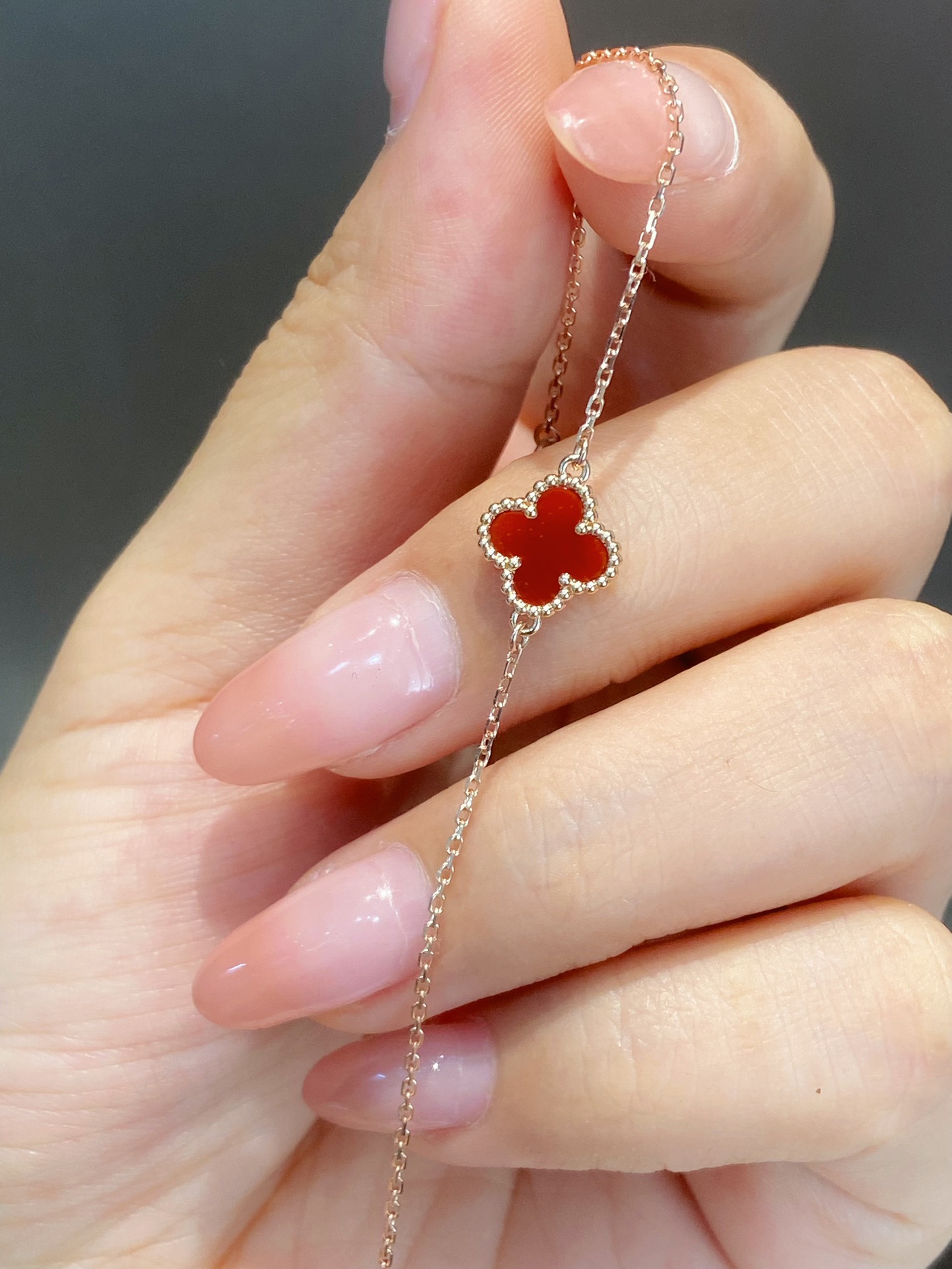 Van Cleef & Arpels Alhambra Carnelian Bracelet (Includes Full Packaging - Comprehensive