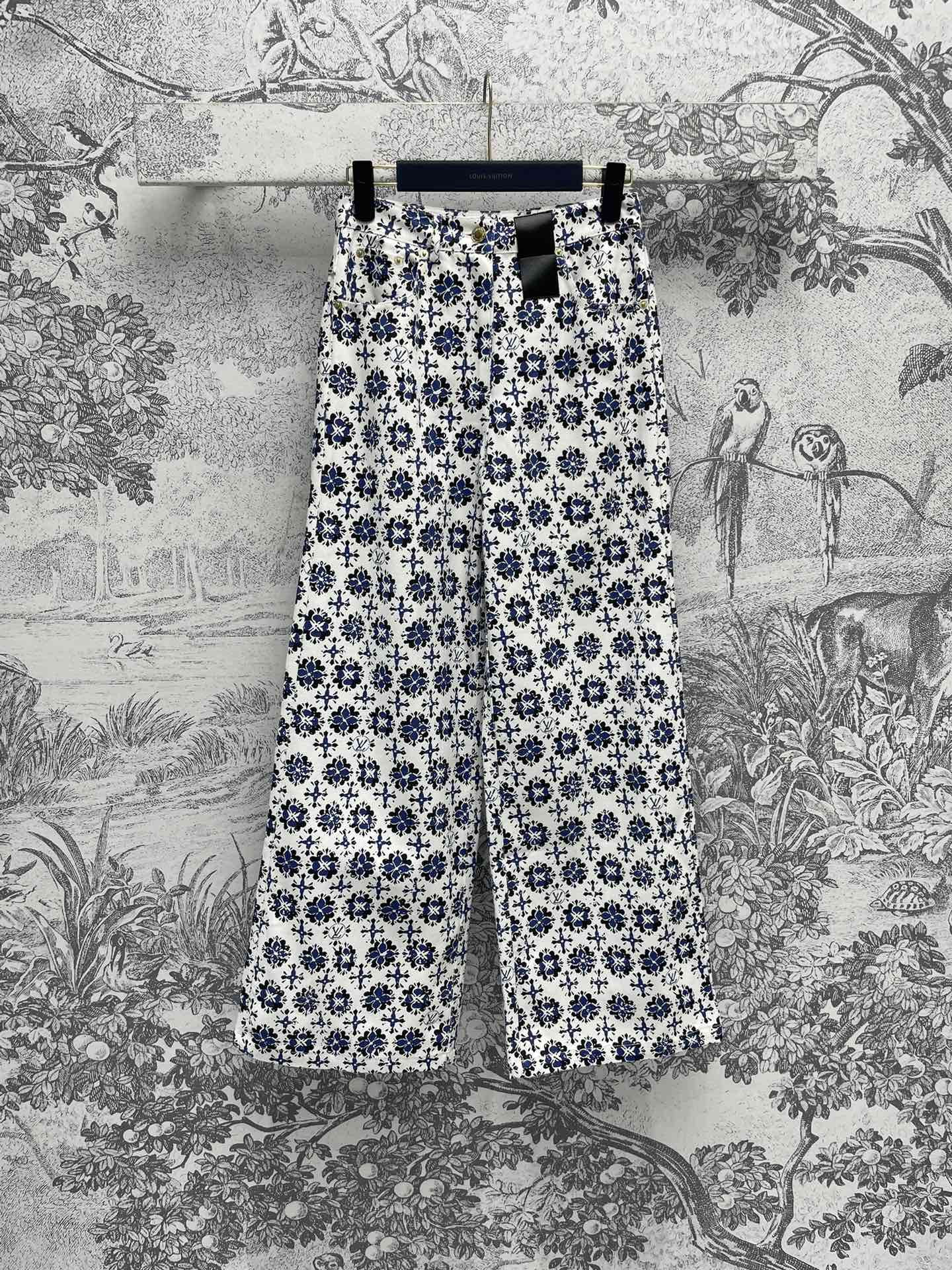 Louis Vuitton Kleding Broek Afdrukken Lente/Zomercollectie Vintage Breed been