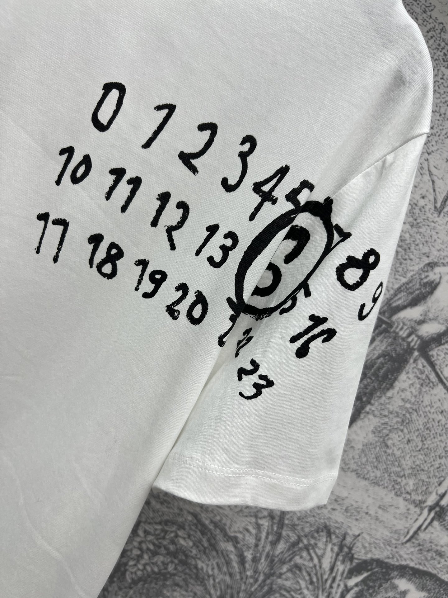 MM624秋冬新款撞色数字印花短袖T恤日常穿搭小单品经典短袖版型上身百搭不挑人简约设计又经典两色三码SM