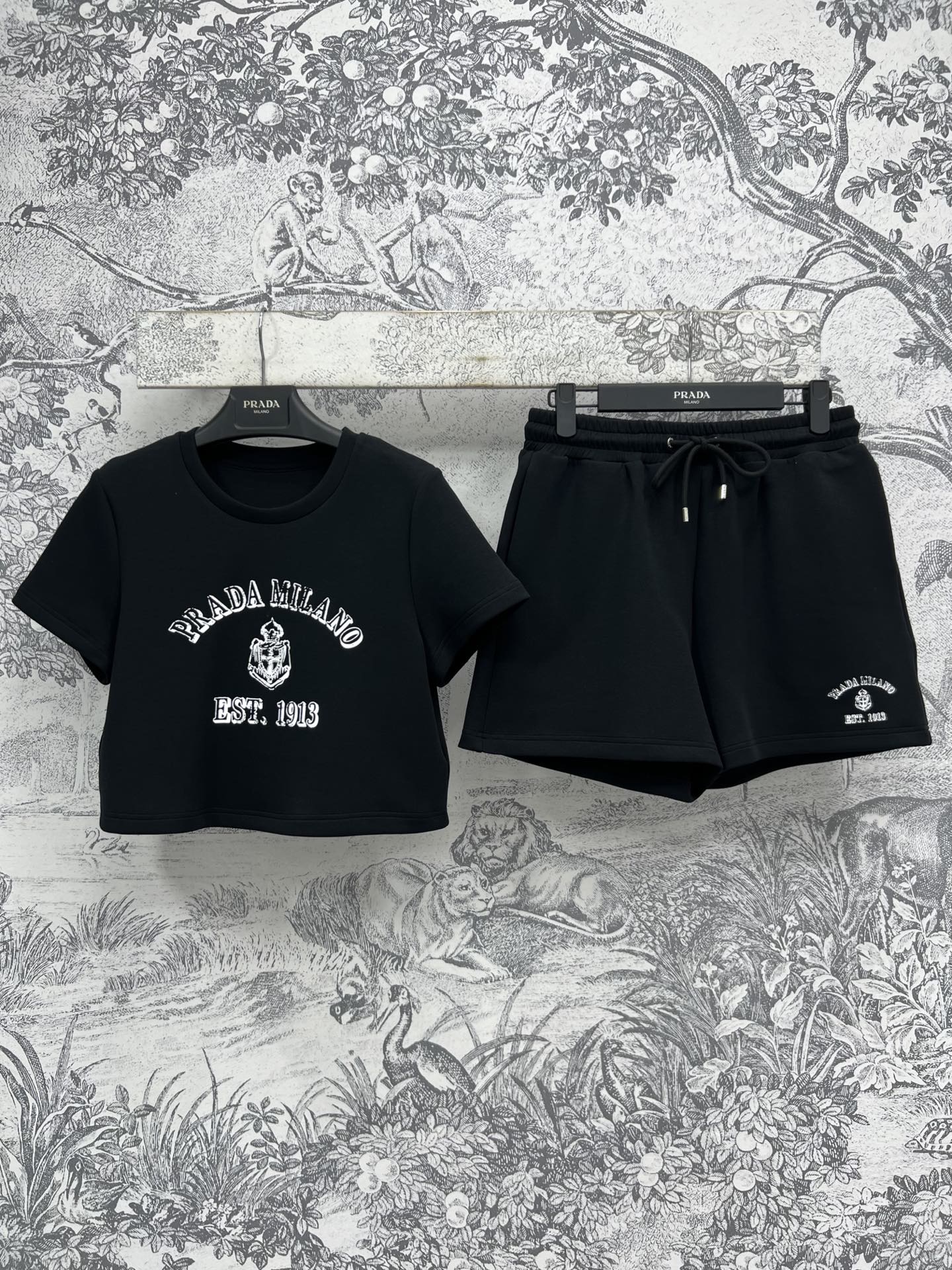 NO:317835,PD Home 25 Early Spring New Logo Logo Printed Casual Set Must-have for lazy people Round neck short-sleeved top   elastic shorts Classic logo logo printed embellishment Casual lazy and fashionable This set is very recommended. It can be used for daily or exercise. It can hide the flesh and make it look taller. Suitable for all body shapes. Two colors and three codes. SML,,dior, shorts,T-shirt,alexander wang19860909PD家 25早春新款 logo徽标印花休闲套装 懒人必备 圆领短袖上衣 松紧短裤 经典logo徽标印花点缀 休闲慵懒兼备时髦 这套很推荐 日常或者运动都可以 能藏肉更可以显高 适合各种身形 两色三码 SML,,dior,shorts,T-shirt,alexander wang,Women's clothing