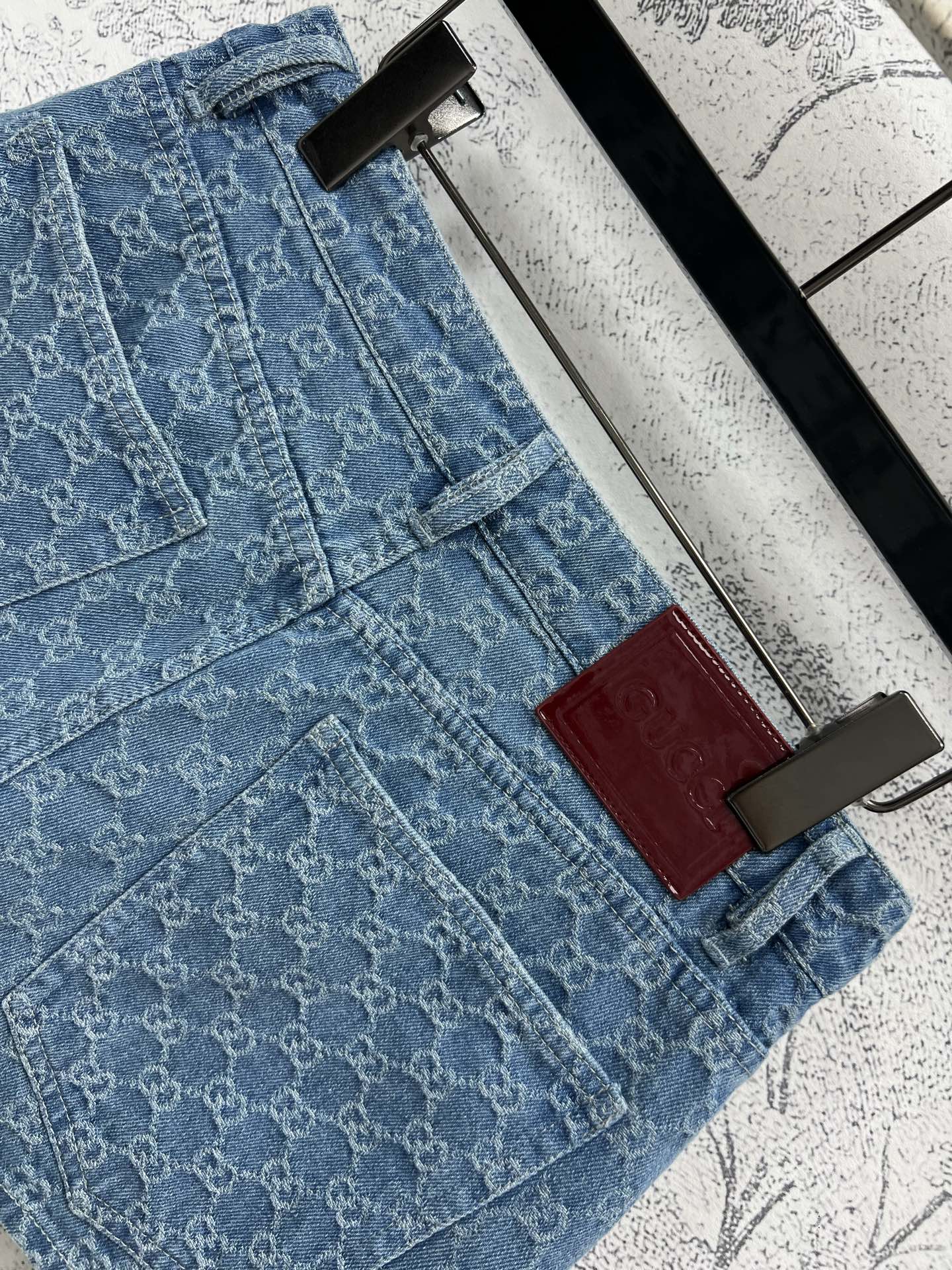 G家 25夏季新款 双G提花牛仔系列 翻领无袖外套+高腰短裤+翻领短袖连体裙 高级定制满幅双G提花牛仔面