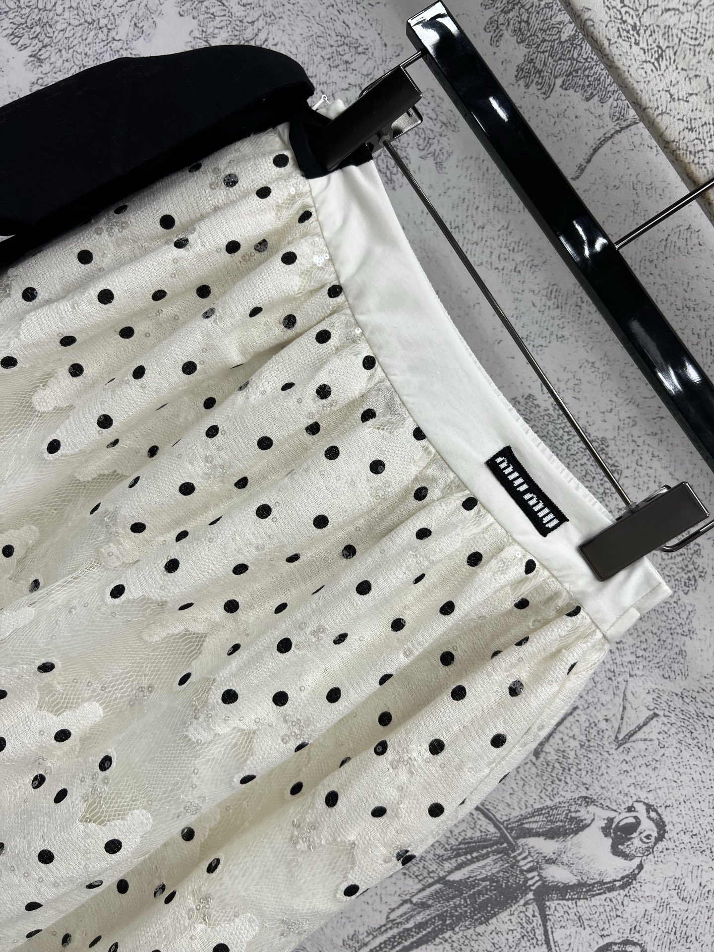 Miu 25夏季新款 波点拼接网纱半身裙 时髦精必入单品 定制波点网纱面料 高腰系带收腰 经典单品高级又