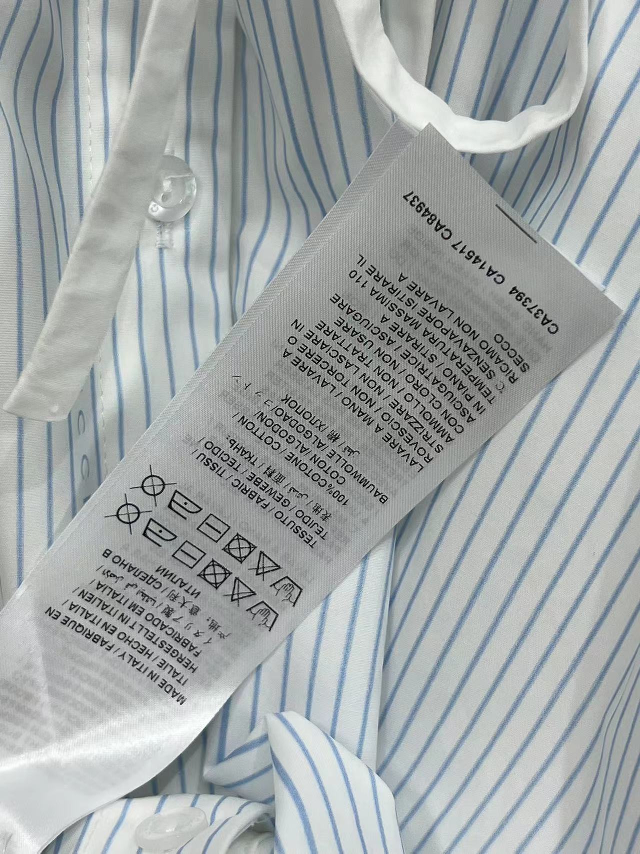 G家 25夏季新款 logo条纹系列 立领长袖衬衣式连衣裙 定制蓝条纹logo面料 经典版型 后背撞色拼