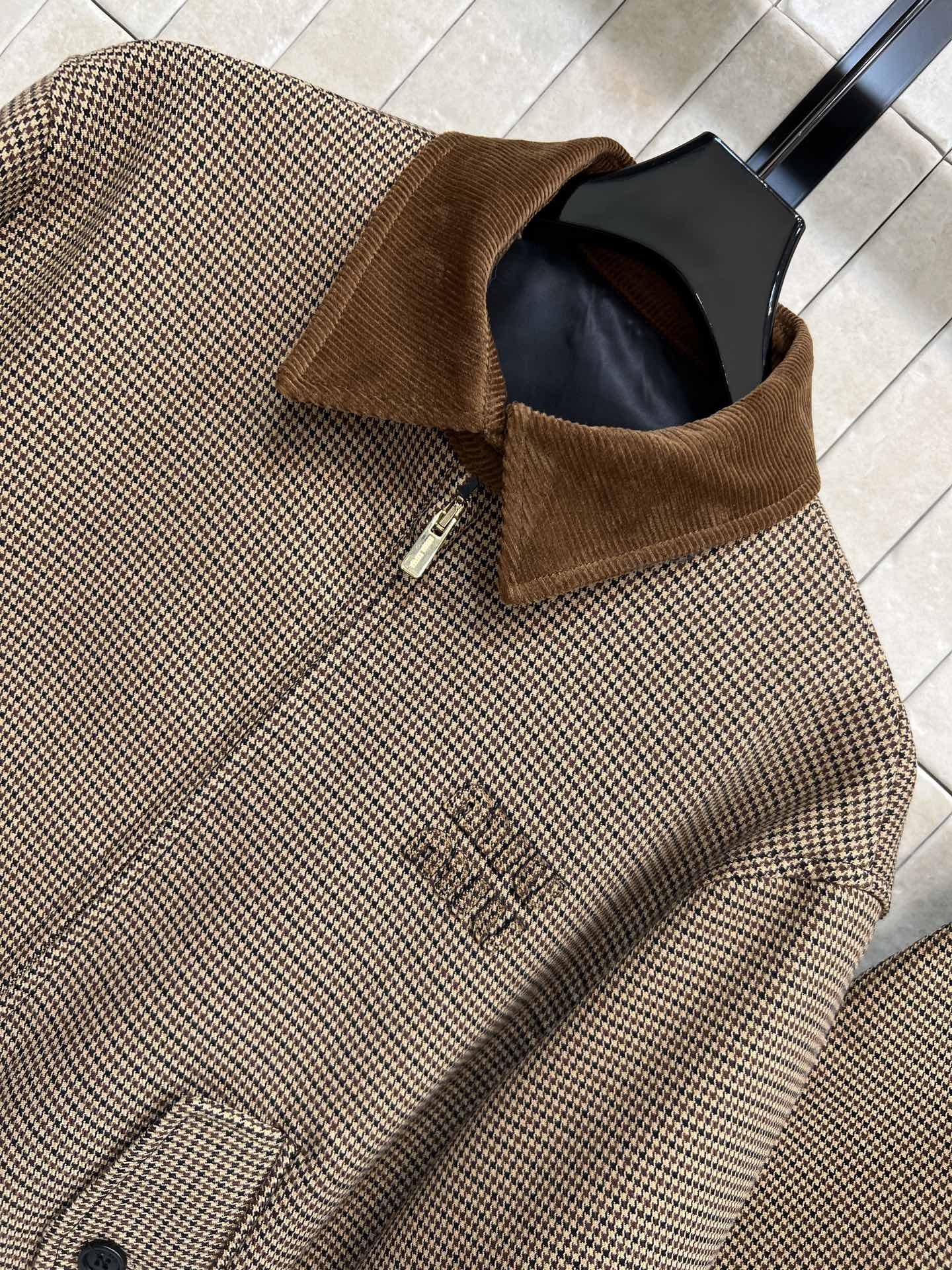 MIU家 25秋冬新款 格纹夹克套装 复古格纹+灯芯绒衣领 撞色设计超有质感！夹克宽松oversize 