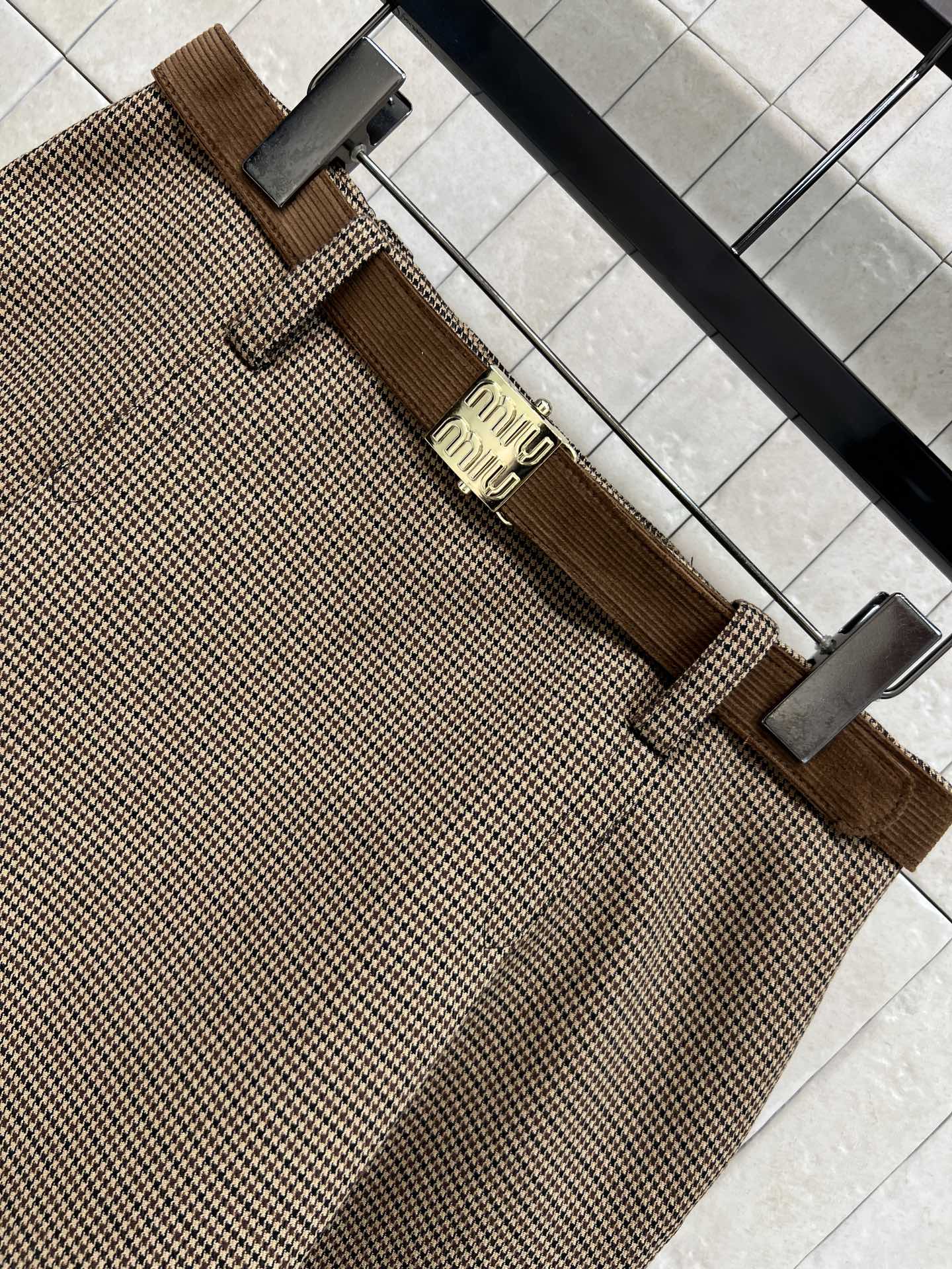 MIU家 25秋冬新款 格纹夹克套装 复古格纹+灯芯绒衣领 撞色设计超有质感！夹克宽松oversize 