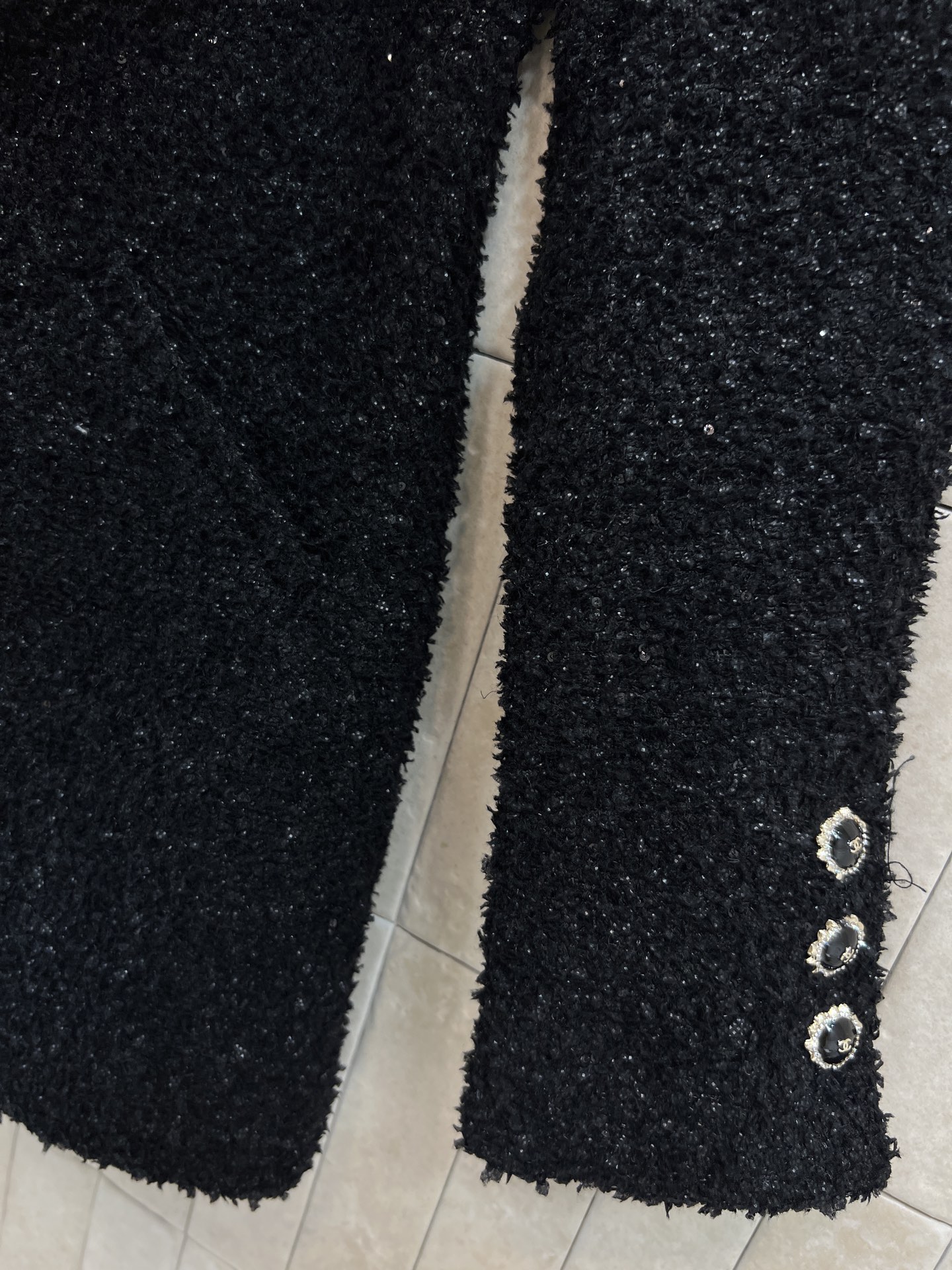 小香家 25秋冬新款 黑色粗花呢立领外套 小香风粗花呢外套精致又显瘦 中长款廓型显白又高级的黑色气质拿捏