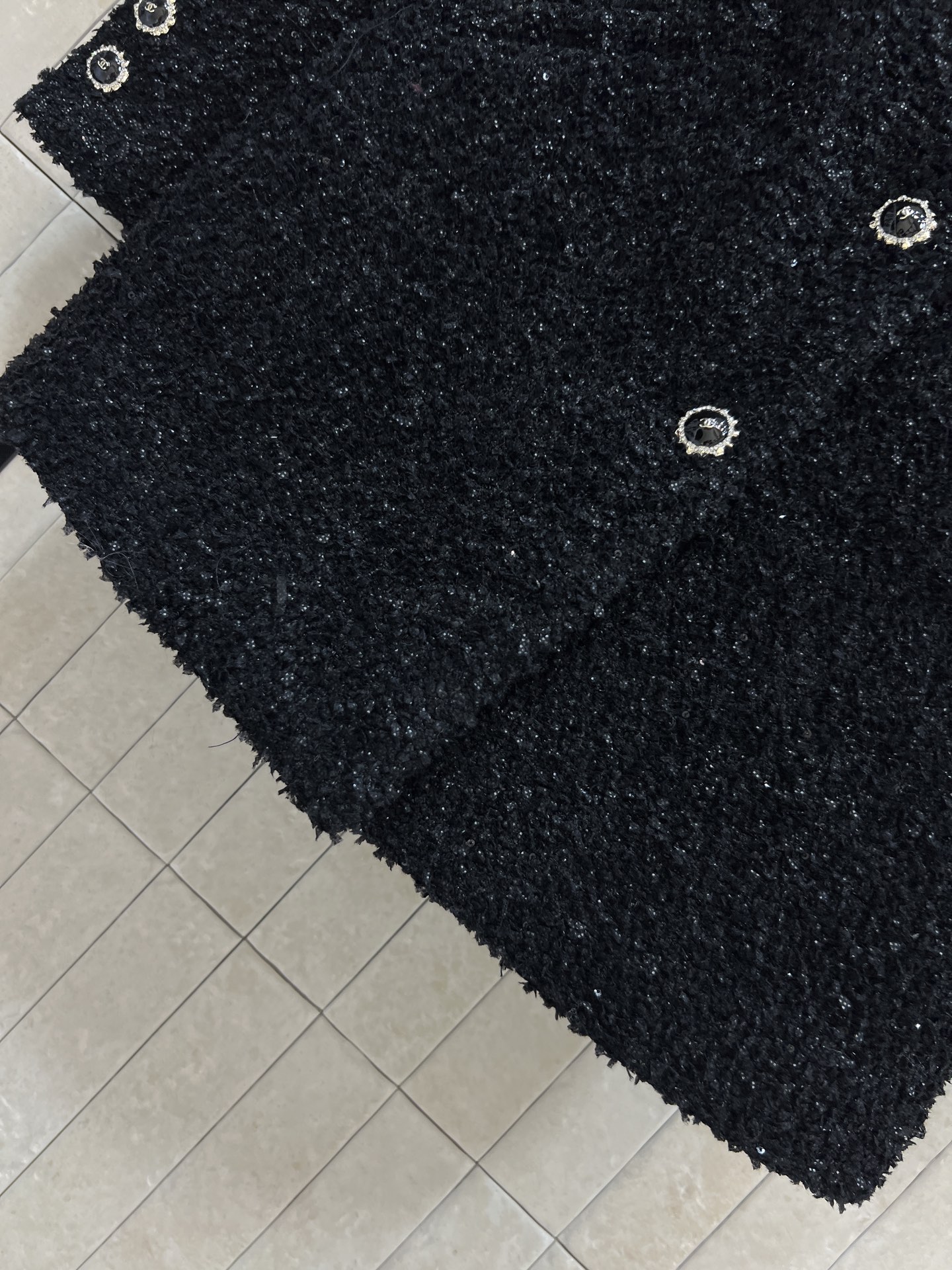 小香家 25秋冬新款 黑色粗花呢立领外套 小香风粗花呢外套精致又显瘦 中长款廓型显白又高级的黑色气质拿捏