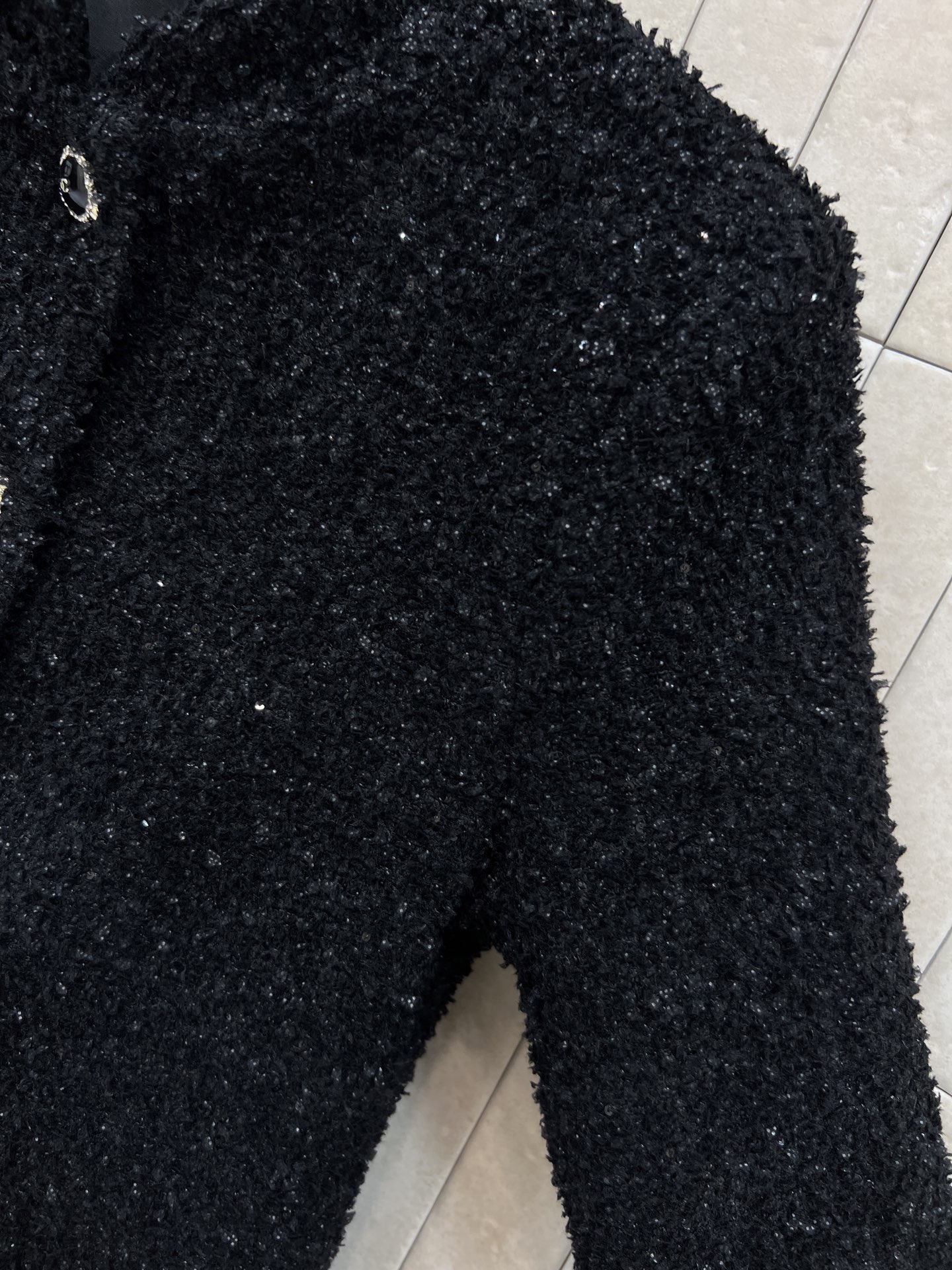 小香家 25秋冬新款 黑色粗花呢立领外套 小香风粗花呢外套精致又显瘦 中长款廓型显白又高级的黑色气质拿捏