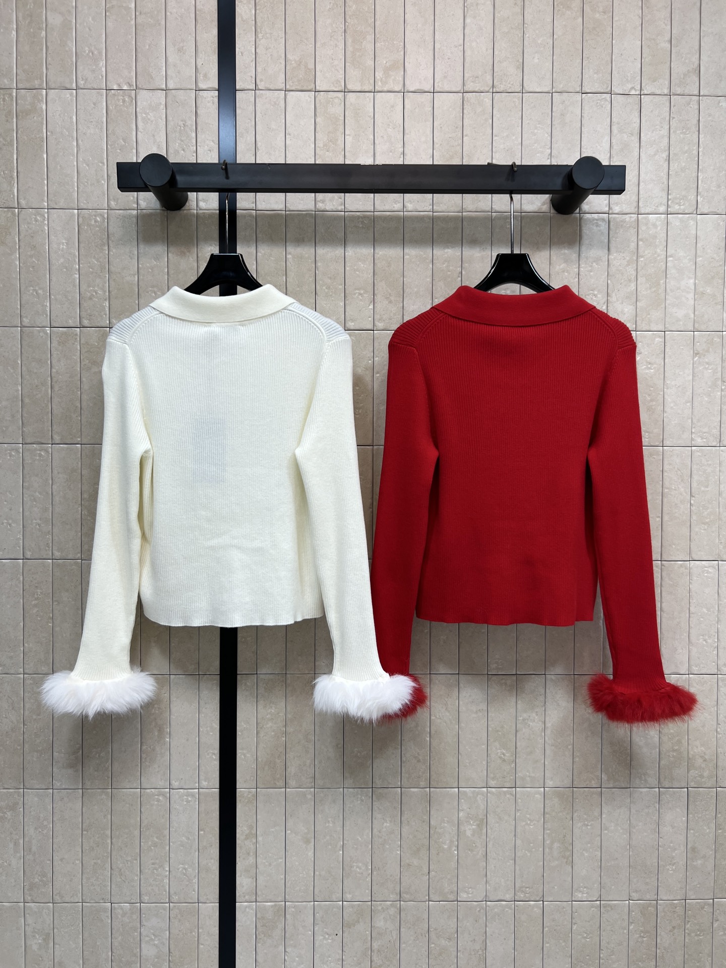 FD家 25秋冬新款 羊毛针织翻领开衫 柔软保暖 翻领+短款剪裁 优雅又时髦 袖口毛绒绒点缀 俏皮感满分