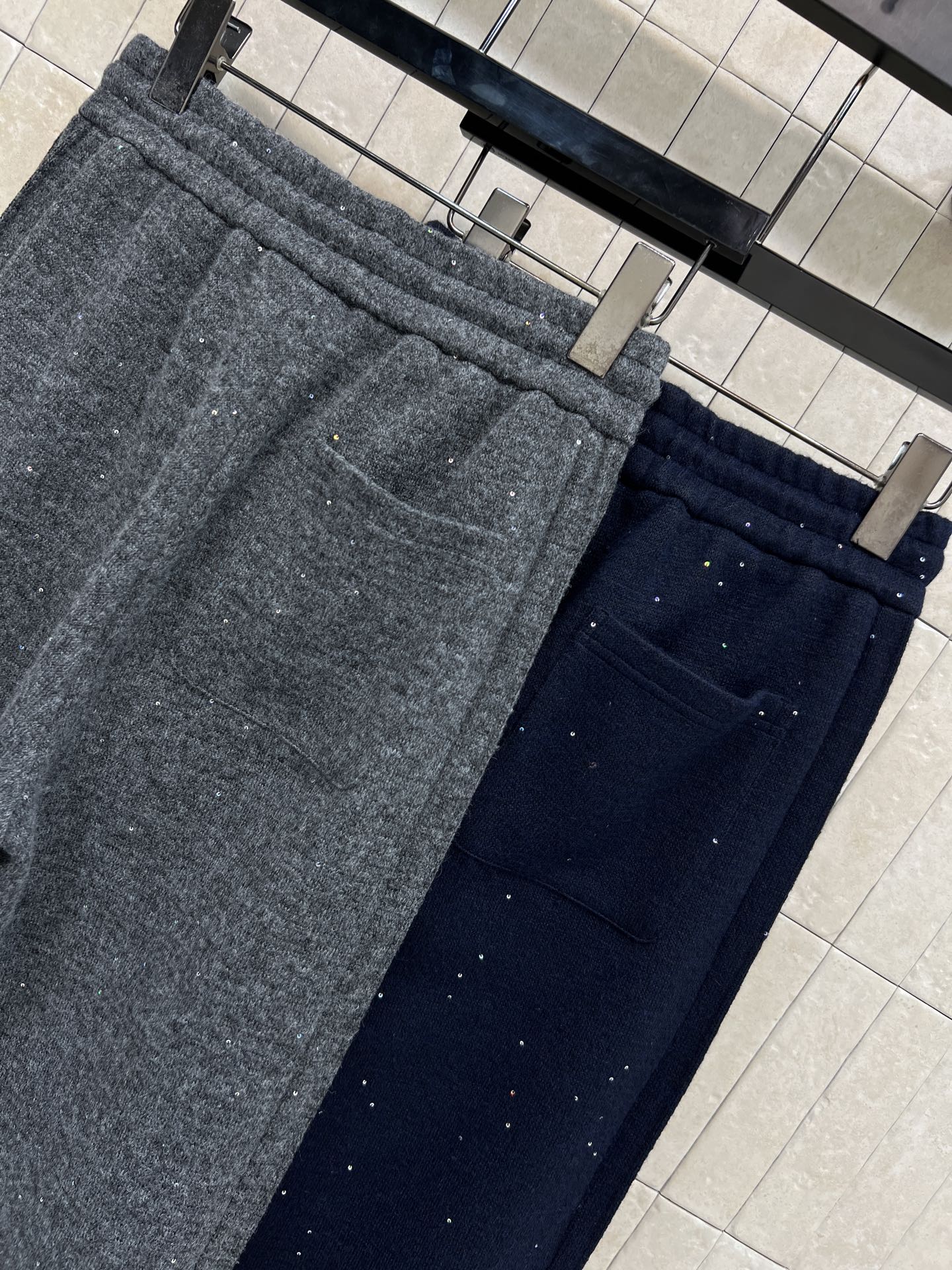 D家 25秋冬新款 亮片撞色高腰阔腿裤 秋冬穿刚刚好！高腰松紧+抽绳设计 显瘦又方便调节 适合各种身材 