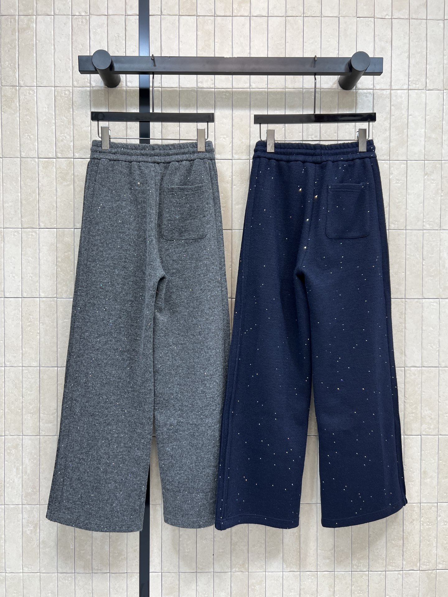 D家 25秋冬新款 亮片撞色高腰阔腿裤 秋冬穿刚刚好！高腰松紧+抽绳设计 显瘦又方便调节 适合各种身材 