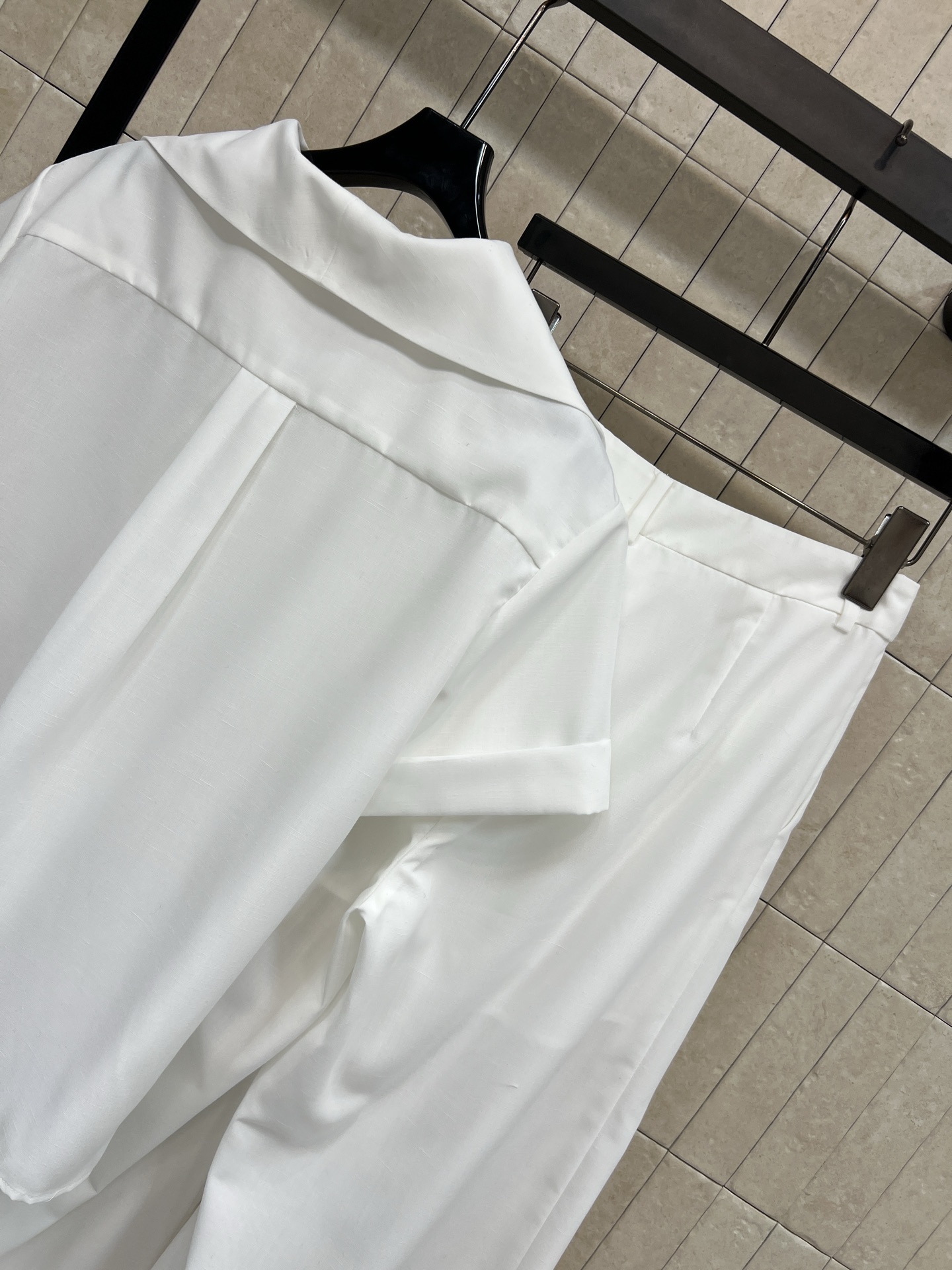 小香家 26春夏新款 亚麻套装 娃娃领短袖衬衫+高腰A字阔腿裤 亚麻材质 垂坠感和透气性都很棒 春夏穿超