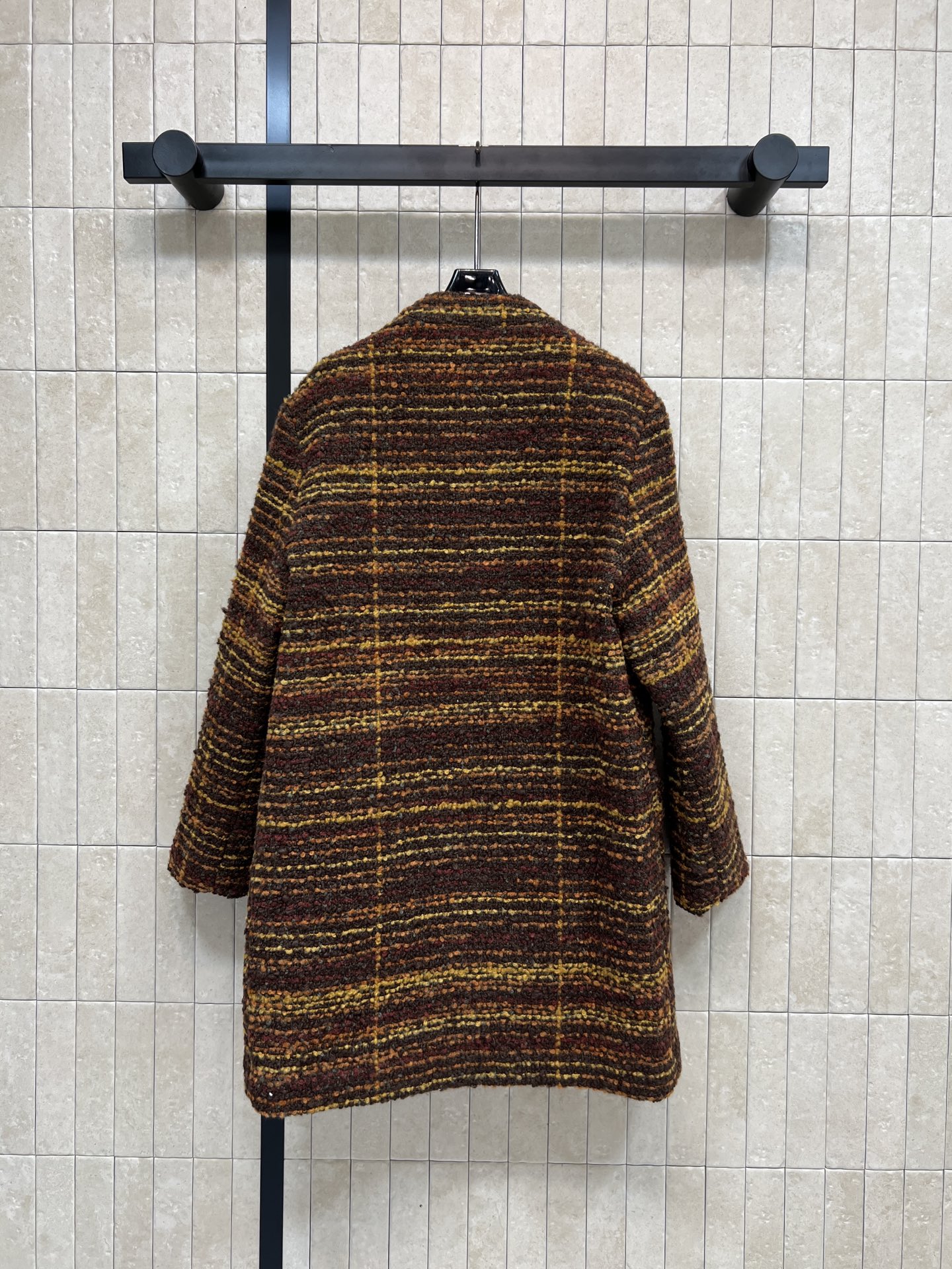 lp🌹家 26早春新款 粗花呢外套 深棕与黄色格纹设计 复古又高级 马海毛与羊毛混纺 柔软保暖 秋冬穿超