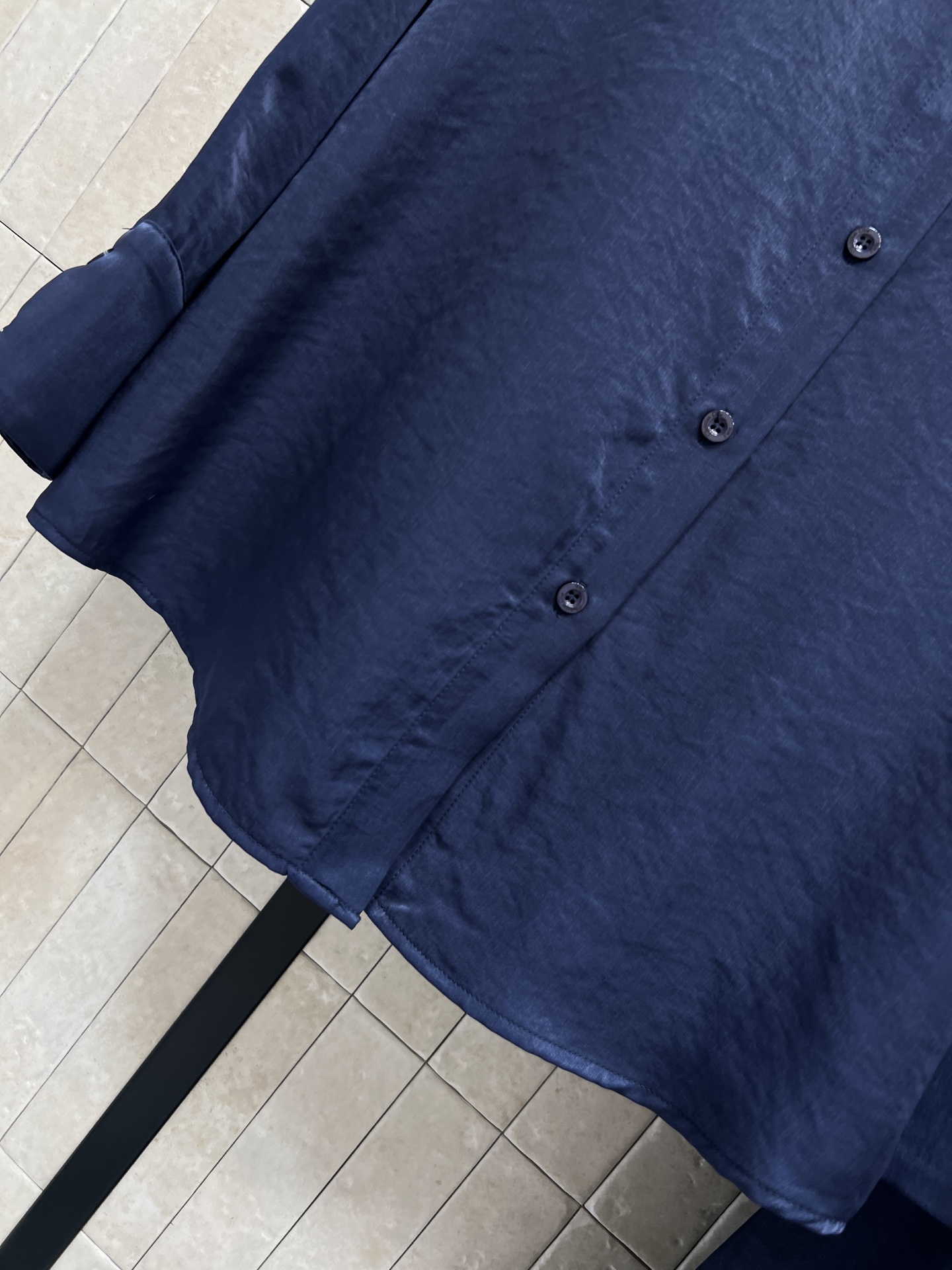 D家 26春夏新款 藏青色宽松休闲套装 长袖衬衫+阔腿裤 简约设计+抽绳松紧腰 舒适又实用！面料轻薄透气