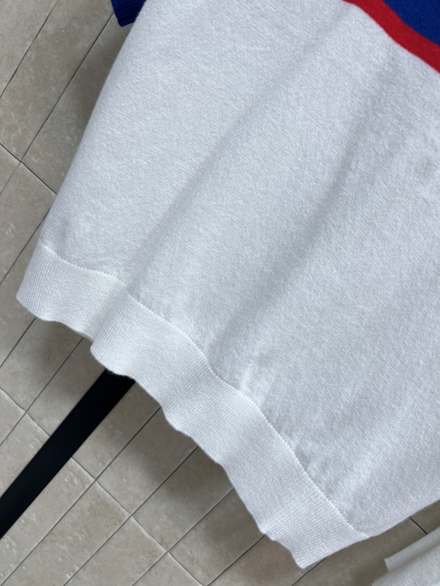 MIU家 26春夏新款 拼色羊毛针织套装 短袖T恤 +百褶裙 蓝白黑主色+红色条纹 简约又超有活力！柔软