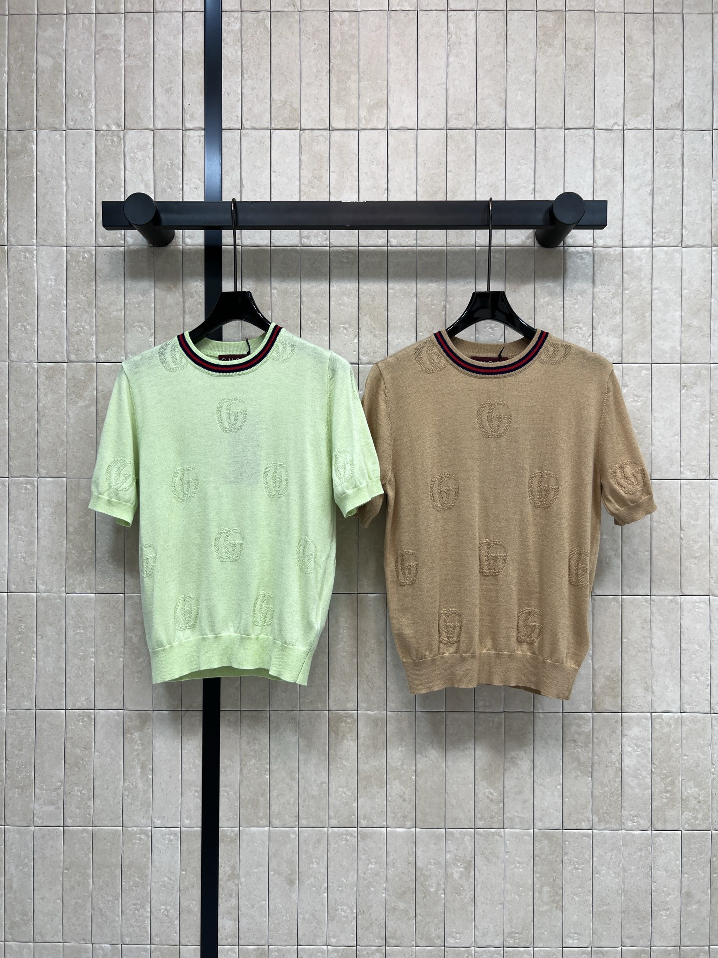 G家 26春夏新款 提花针织短袖 采用高品质羊毛 柔软又亲肤 春夏穿超舒服 搭配经典双G提花 品牌感满满