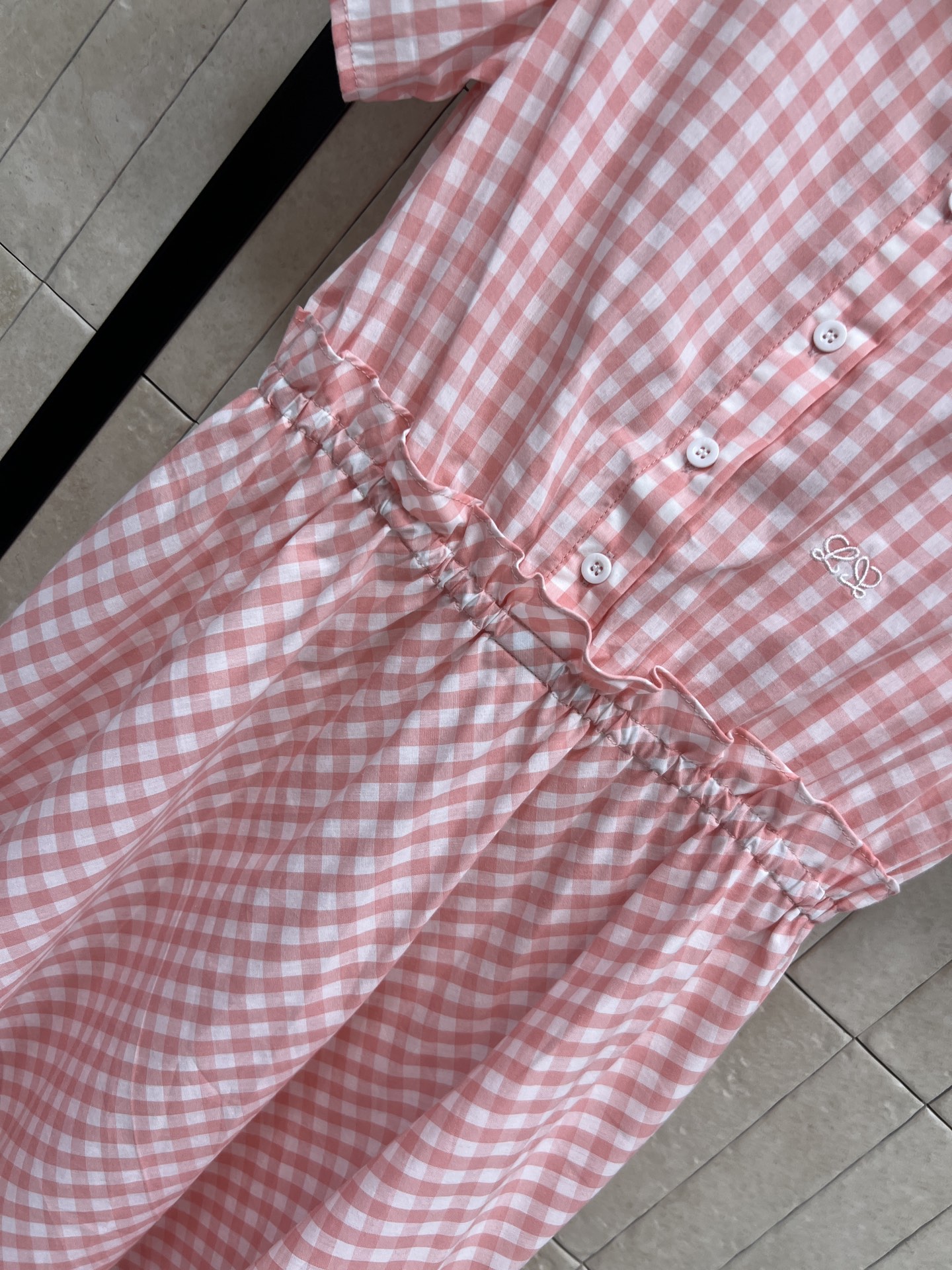 LW家 26夏季新款 粉色格纹连衣裙 轻薄透气面料 夏天穿超舒服不闷汗 A字裙摆+松紧花边收腰 修饰身材
