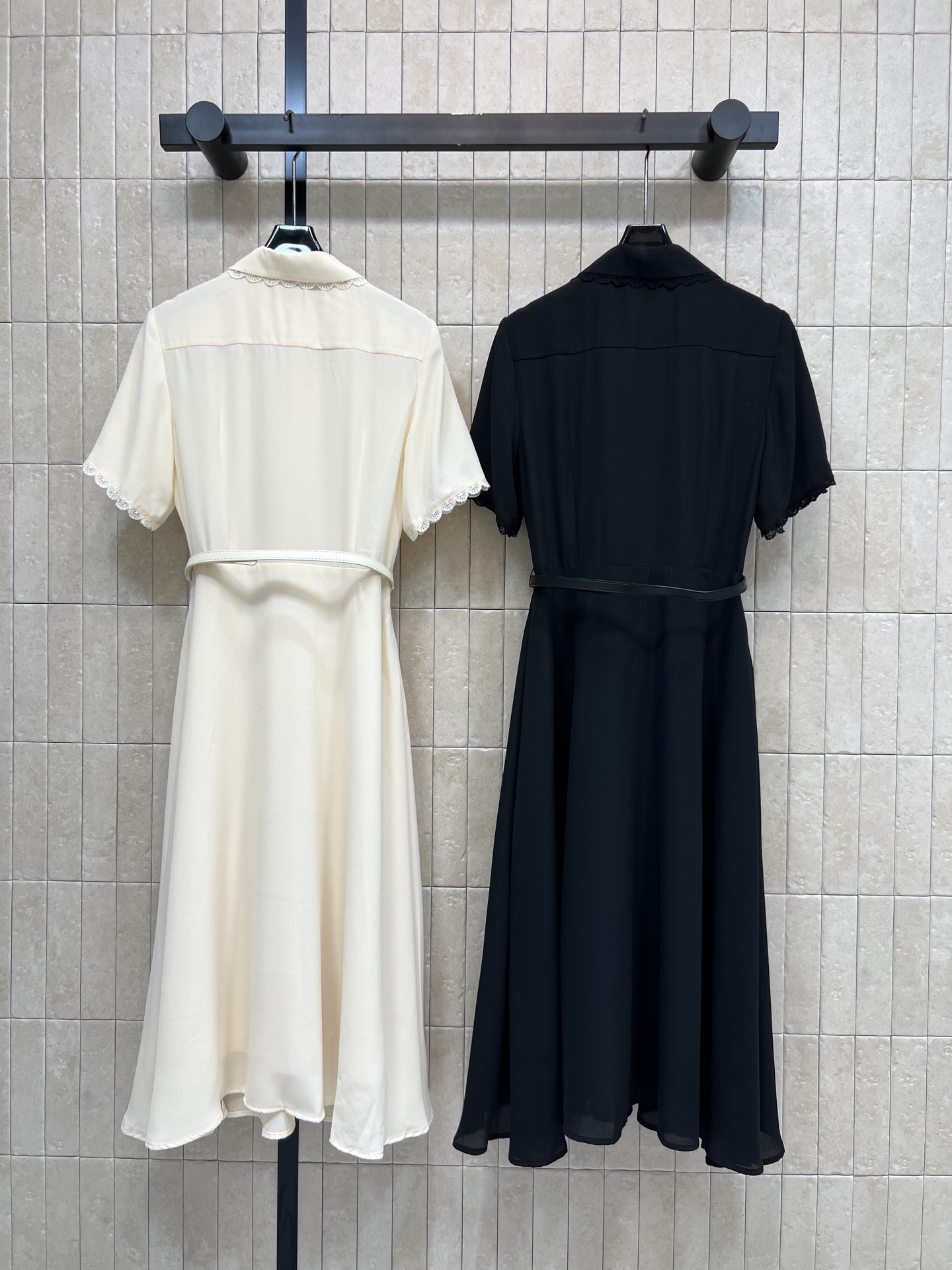 G家 26夏季新款 短袖衬衫长裙 轻薄透气面料 夏天穿超舒服 法式复古风 金属扣 腰带收腰 修饰身材比例