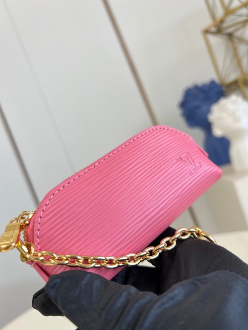 Louis Vuitton Lipstick Case Charm Bag Pink Monogram Canvas with Chain 1 Louis Vuitton Lipstick Case Charm Bag Pink Monogram Canvas with Chain