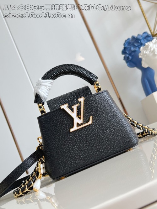 Louis Vuitton Capucines Nano Black Taurillon Leather Lizard Handle Bag 1 Louis Vuitton Capucines Nano Black Taurillon Leather Lizard Handle Bag