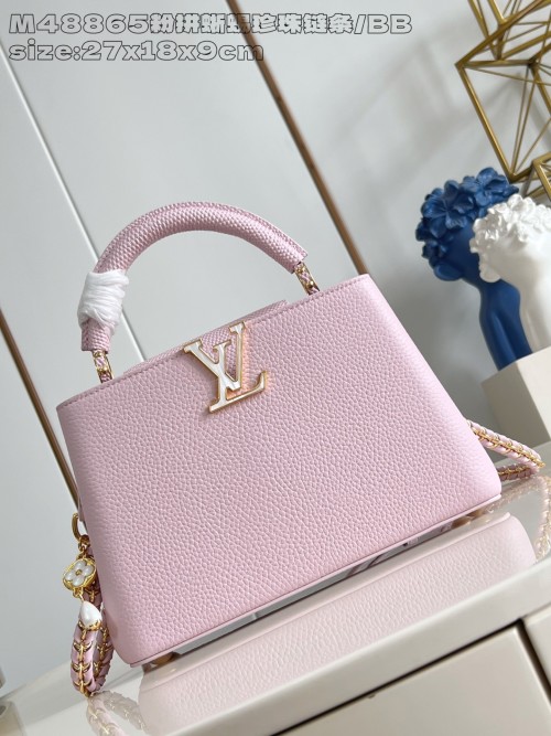 Louis Vuitton Capucines BB Pink Taurillon Leather Top Handle Bag - Elegant & Chic 1 Louis Vuitton Capucines BB Pink Taurillon Leather Top Handle Bag - Elegant & Chic