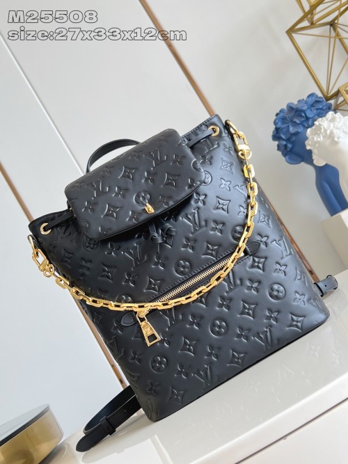 Louis Vuitton Coussin Backpack Medium Black Monogram Embossed Leather 25 Louis Vuitton Coussin Backpack Medium Black Monogram Embossed Leather
