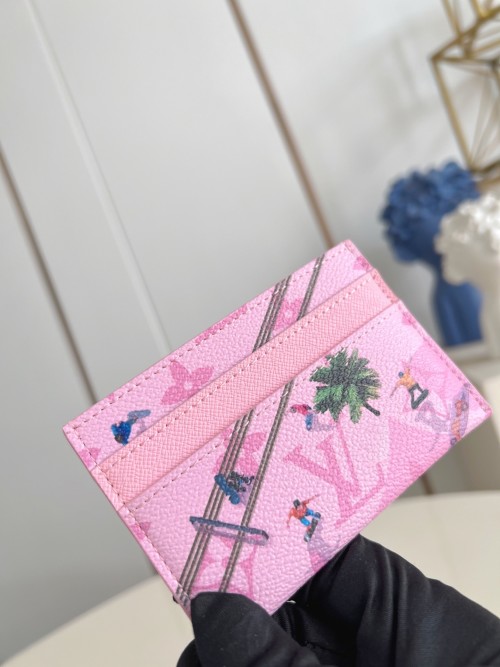 Louis Vuitton Pink Monogram Eclipse Canvas Card Holder - M26803 1 Louis Vuitton Pink Monogram Eclipse Canvas Card Holder - M26803