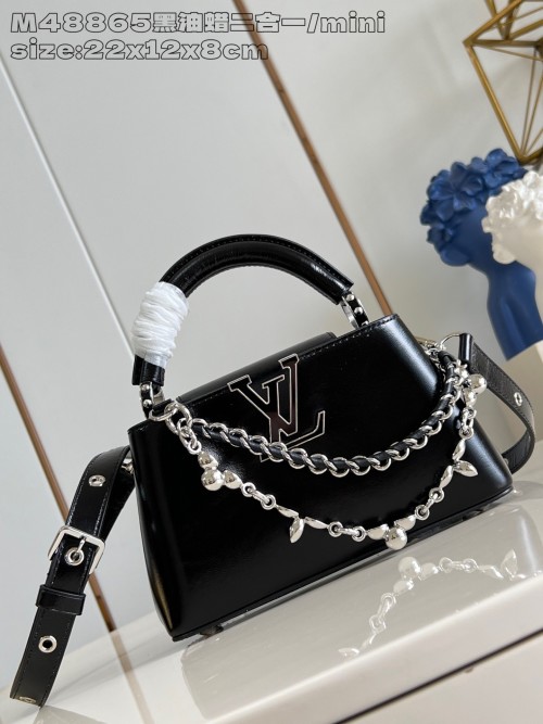Louis Vuitton Capucines East-West Mini Black Leather Top Handle Bag 1 Louis Vuitton Capucines East-West Mini Black Leather Top Handle Bag
