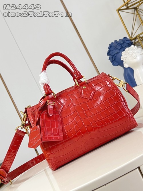 Speedy Bandoulière 25 Monogram Leather Red Crocodile Pattern Satchel Bag 28 Speedy Bandoulière 25 Monogram Leather Red Crocodile Pattern Satchel Bag