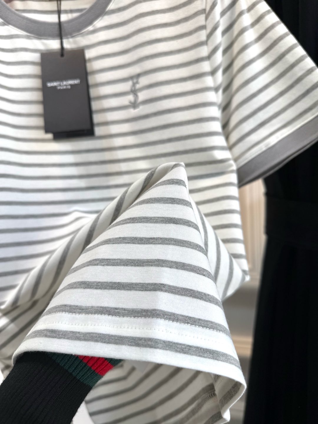 slP春夏新款 刺绣条纹短袖T恤丨独家高版出品！高级定制面料 条纹配色小字母刺绣点缀巨好看 时髦洋气减龄
