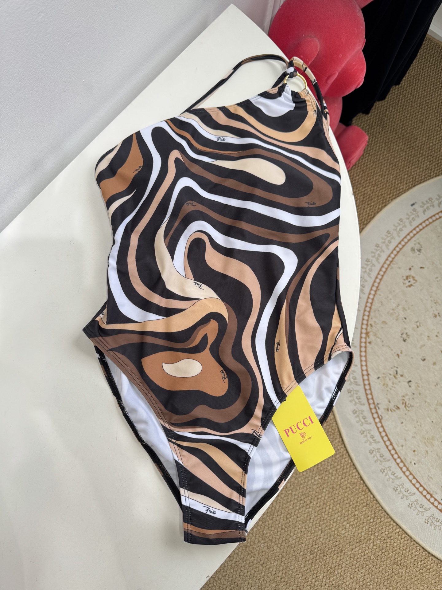 Pucci 印花度假连体泳衣套装（单肩泳衣+真丝方巾2件套，不拆分卖⚠️所有泳衣拒绝任何理由退换⚠️通体