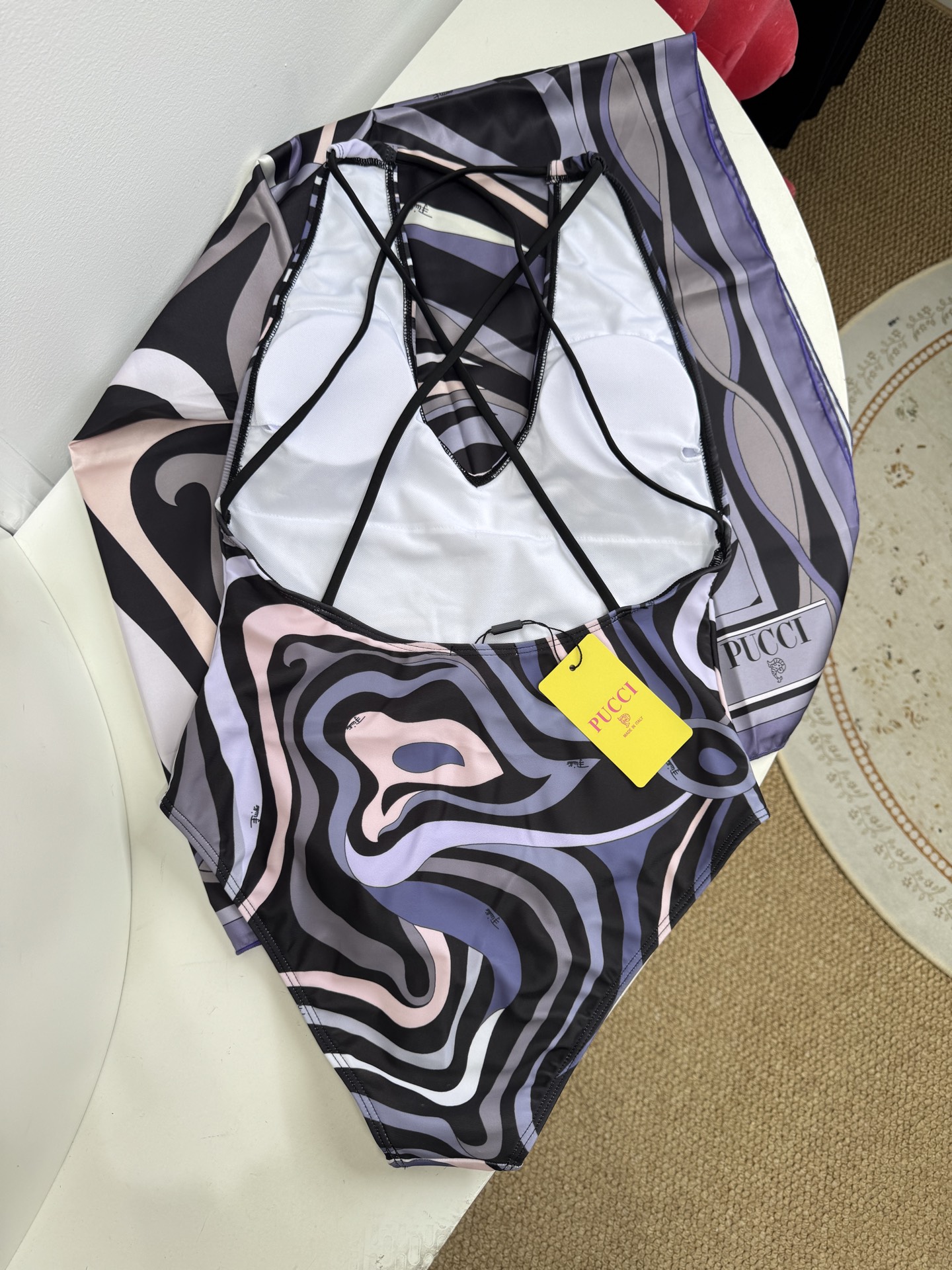 Pucci 印花度假连体泳衣套装（深v交叉泳衣➕真丝方巾，2件套 不拆分卖⚠️所有泳衣拒绝任何理由退换⚠