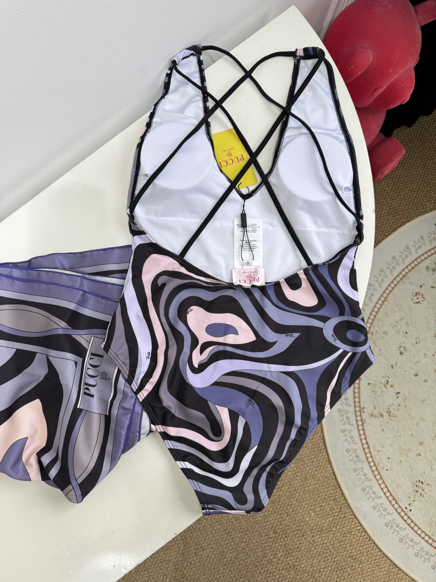 Pucci 印花度假连体泳衣套装（深v交叉泳衣➕真丝方巾，2件套 不拆分卖⚠️所有泳衣拒绝任何理由退换⚠