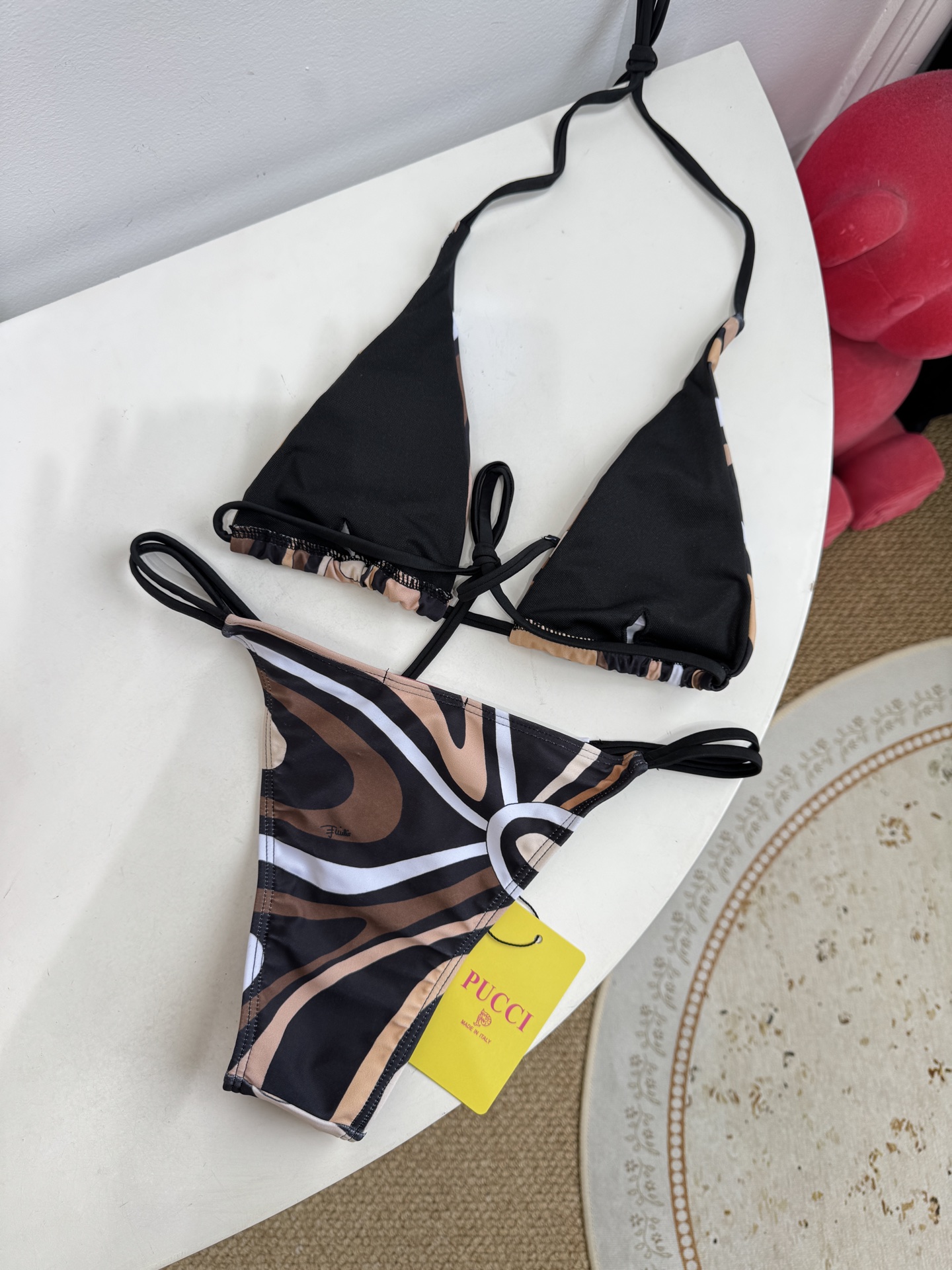 Pucci Marmo 印花度假泳衣套装（挂脖比基尼+真丝方巾，3件套不拆分卖⚠️所有泳衣拒绝任何理由退