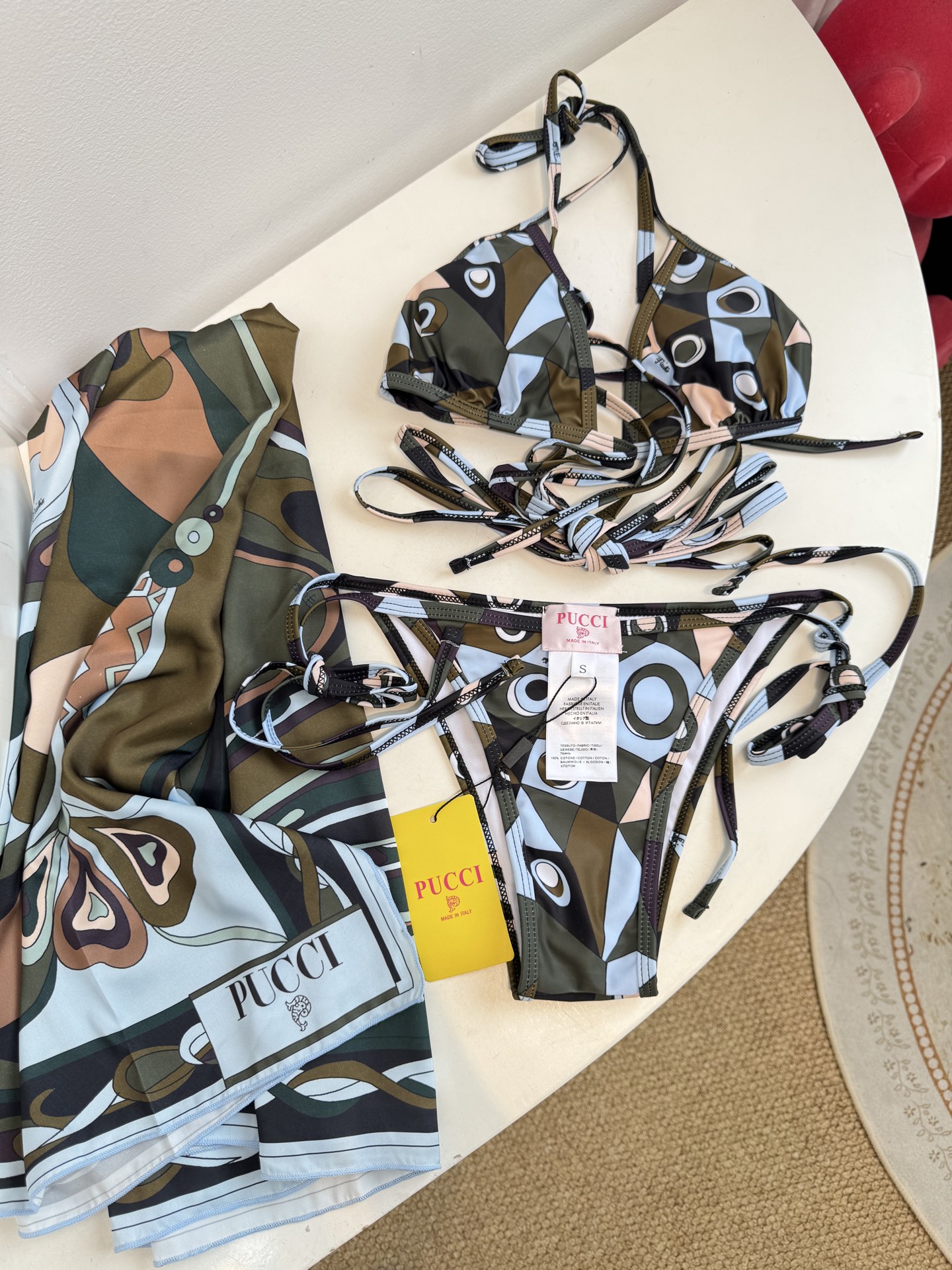 Pucci occhi 绑带款比基尼泳衣（丝巾➕泳衣⚠️所有泳衣拒绝任何理由退换采用经典的Occhi（眼