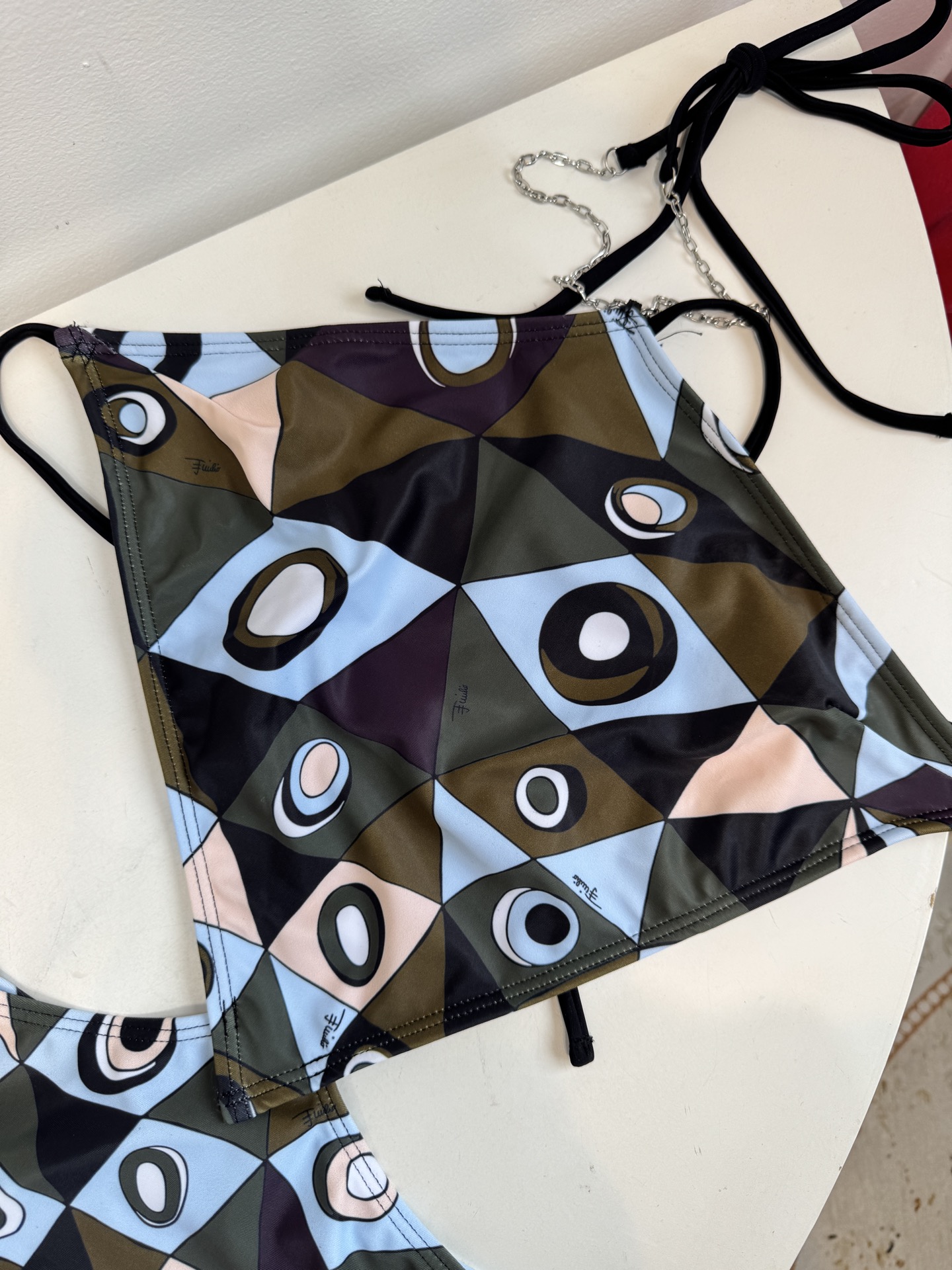 Pucci Occhi 链条⛓️挂脖连体泳衣⚠️所有泳衣拒绝任何理由退换采用品牌经典的Occhi（眼睛）
