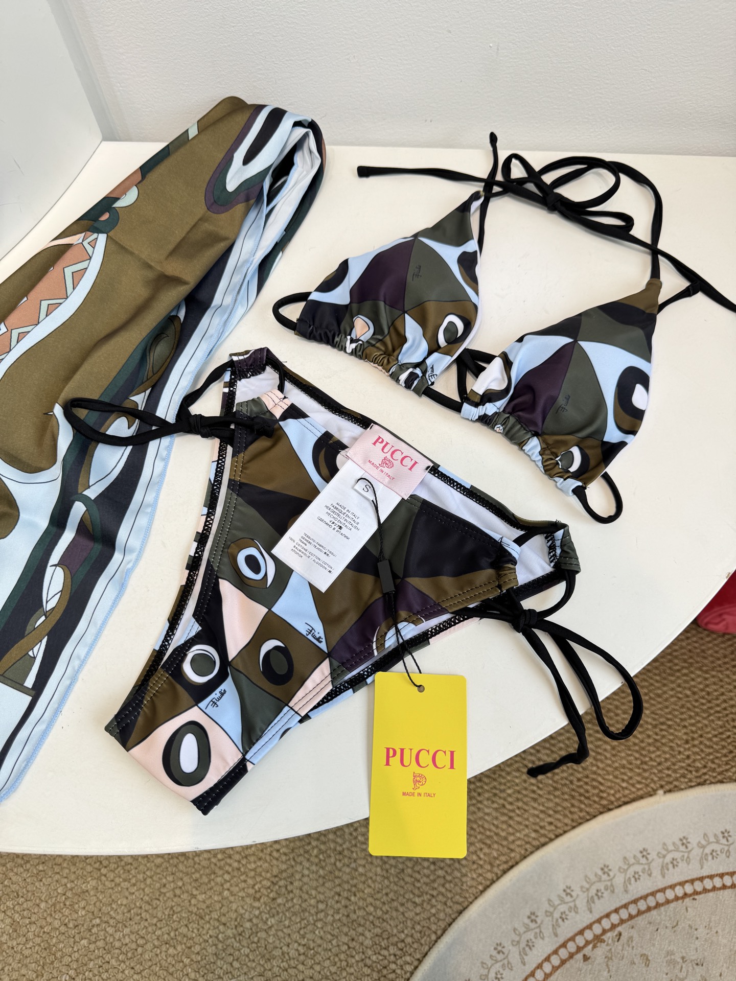 Pucci Occhi 三角杯比基尼泳衣（丝巾➕泳衣⚠️所有泳衣拒绝任何理由退换采用品牌经典的Occhi