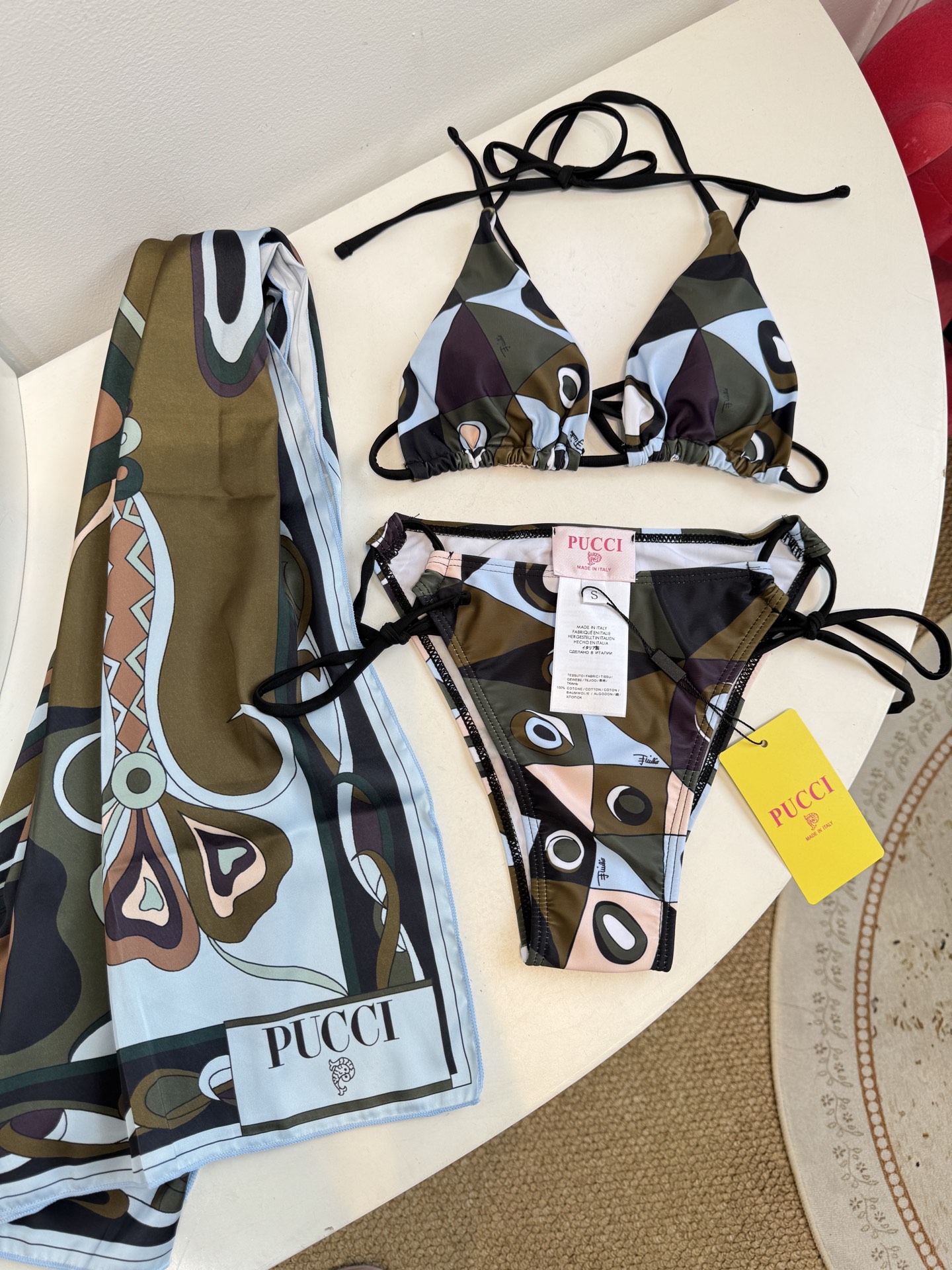 Pucci Occhi 三角杯比基尼泳衣（丝巾➕泳衣⚠️所有泳衣拒绝任何理由退换采用品牌经典的Occhi