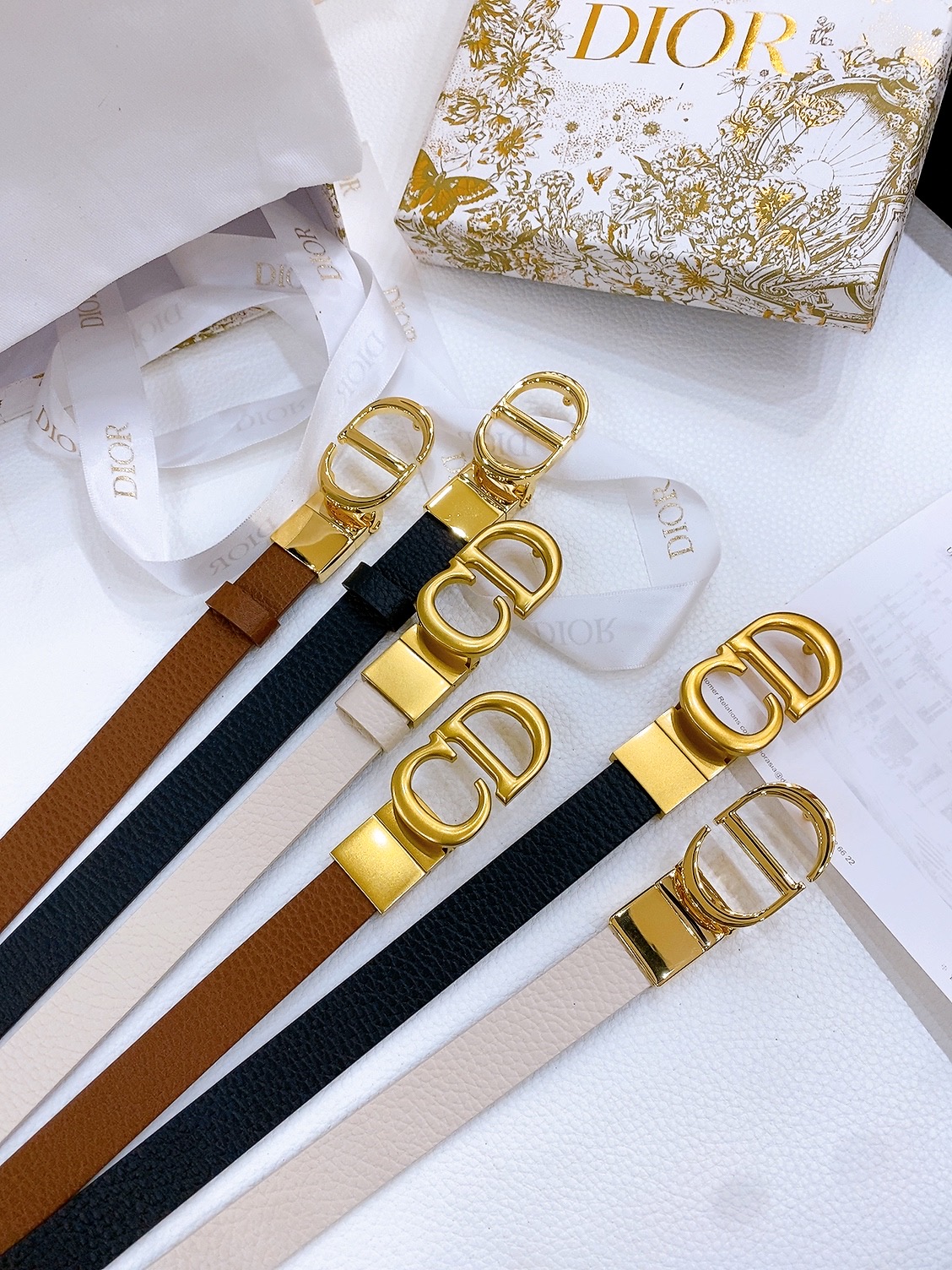 [Dior Belts]Dior Dior SaddleBelt rotating hardware double-sided saddle belt gr