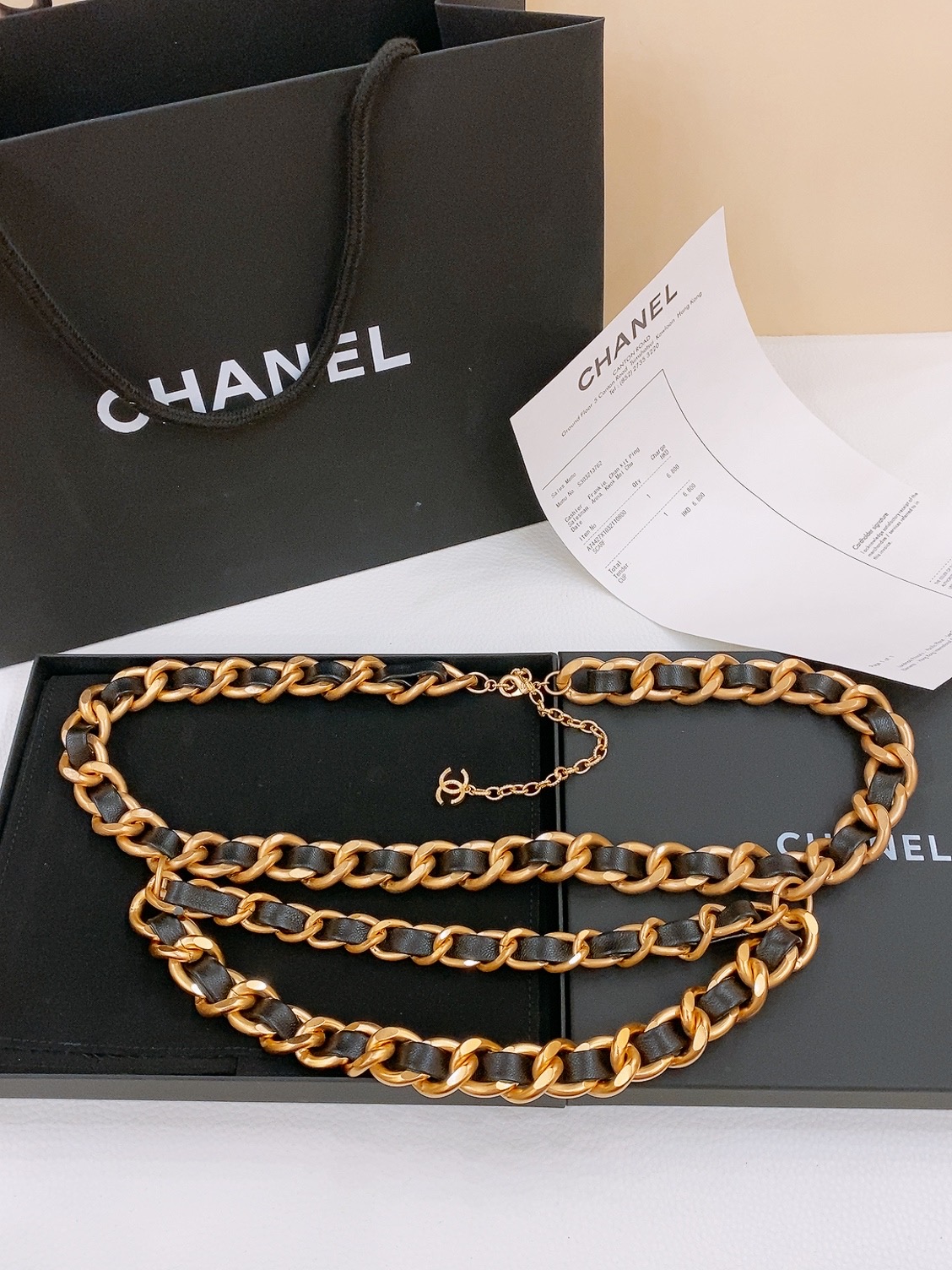 -Chanel 黄铜金属.经典链条logo腰链 精致优雅 均码 
             三层链 简单