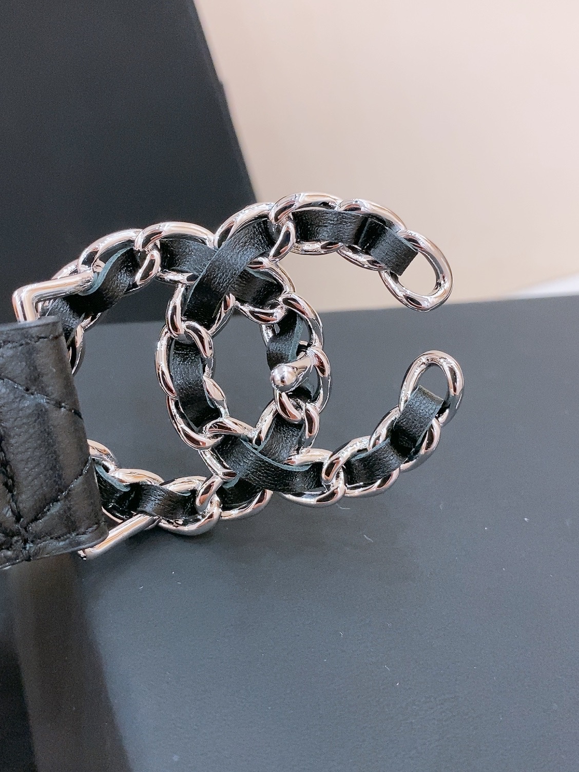 c hanel logo 皮条配色 cc扣 黄铜金色金属 3.0cm精品 羊皮腰带