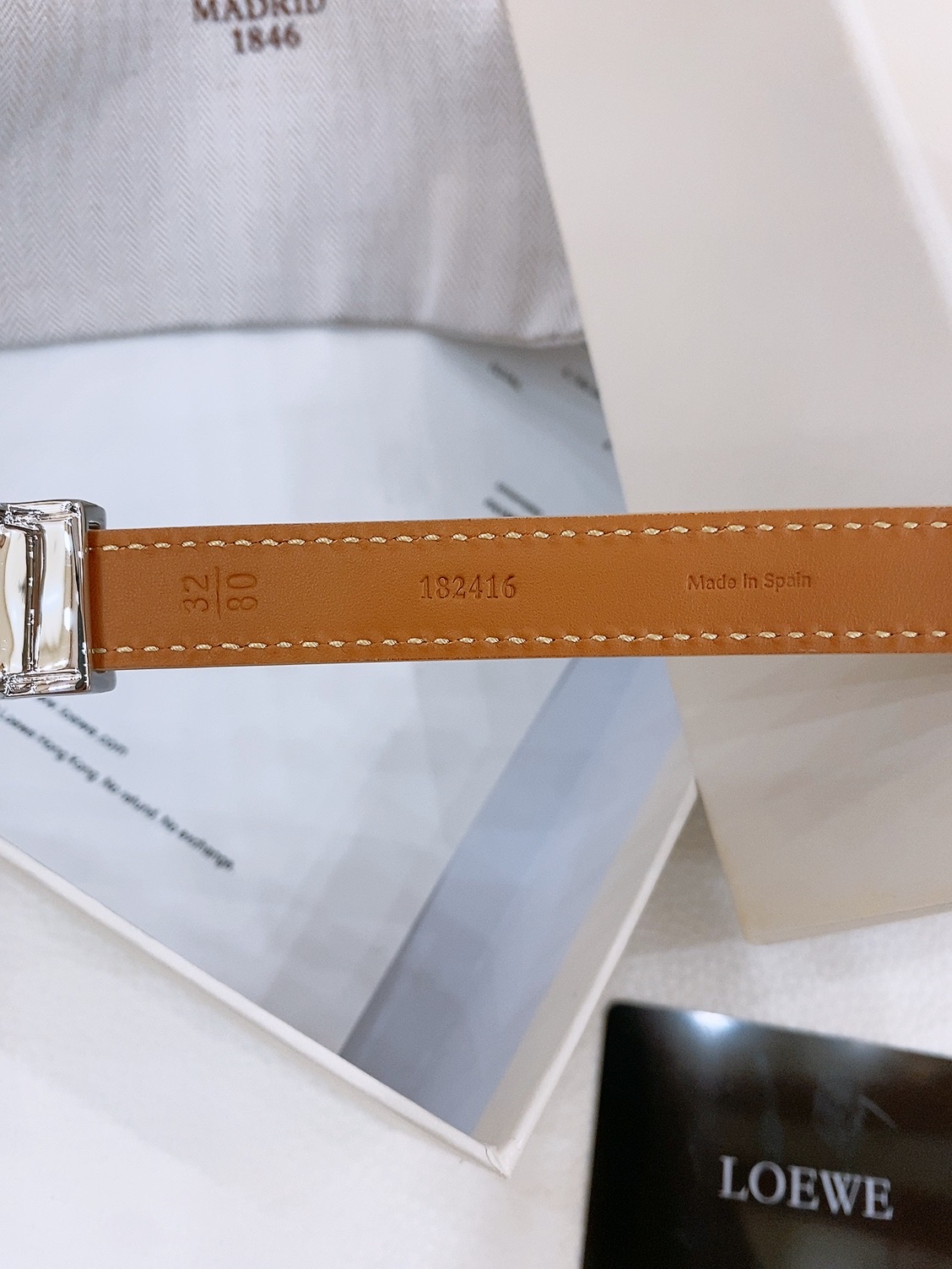 Loewe Smooth Cow Leather Belt with Metal Logo in Copper Gold, 1.5cm Width. - 图片 6