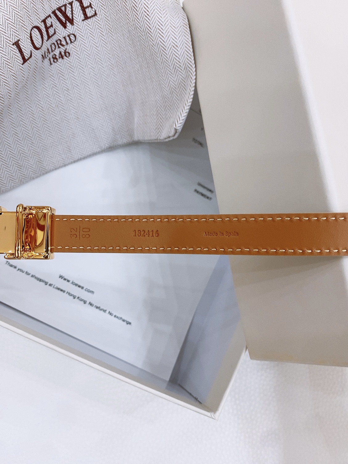 Loewe Smooth Cow Leather Belt with Metal Logo and Pentagonal Regulation - 图片 5