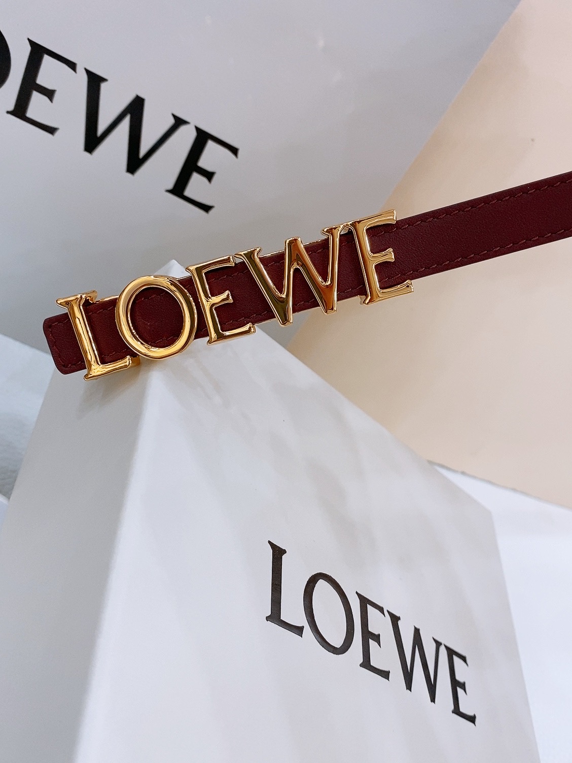 Loewe Smooth Cow Leather Belt with Metal Logo and Pentagonal Regulation - 图片 4