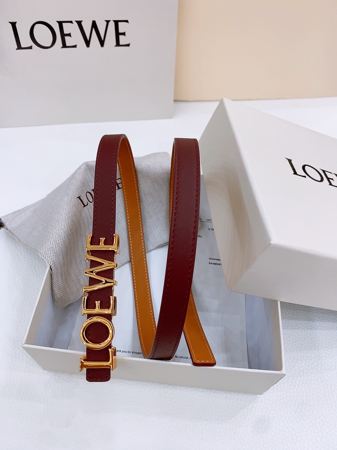 Loewe Smooth Cow Leather Belt with Metal Logo and Pentagonal Regulation - 图片 3