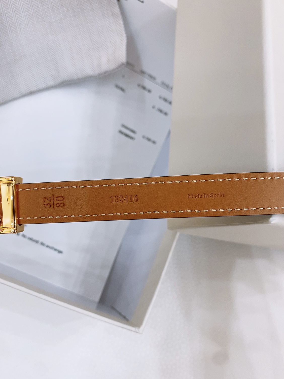 Loewe Smooth Cow Leather Belt with Metal Logo in Copper Gold, 1.5cm Width. - 图片 5