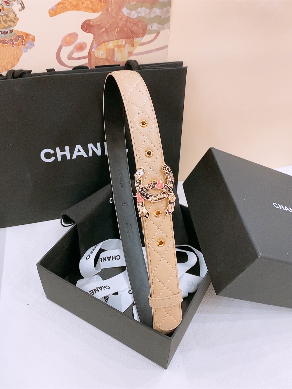 Chanel Ceremonial Belt: Classic Design with Double-C Buttons in Lamb Leather
