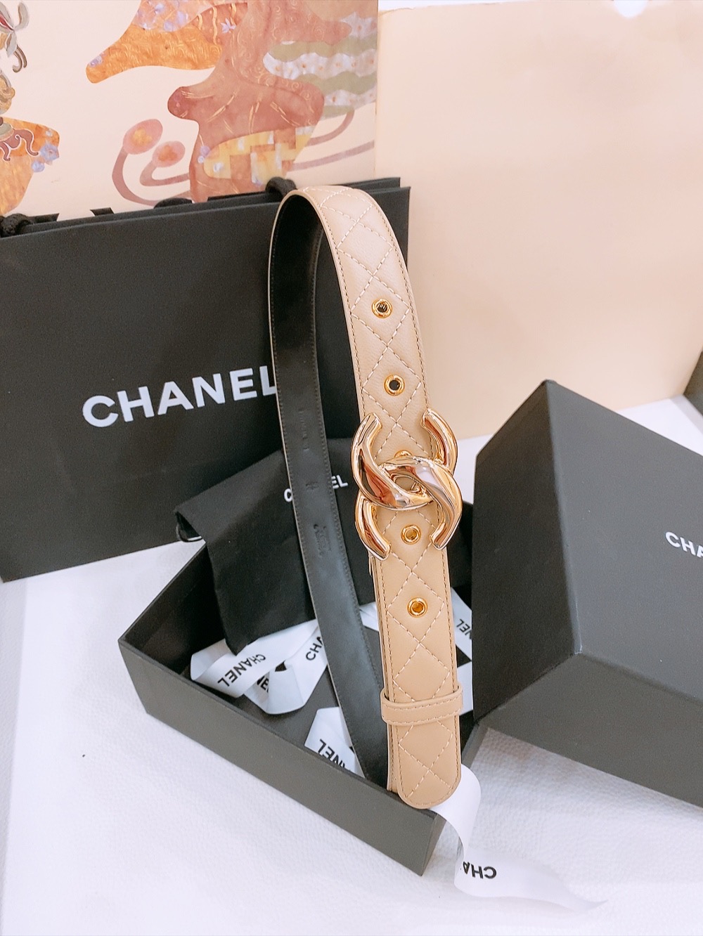 Chanel Ceremonial Belt: Classic Leather with Double-C Buttons in Gold, 3.0cm Width